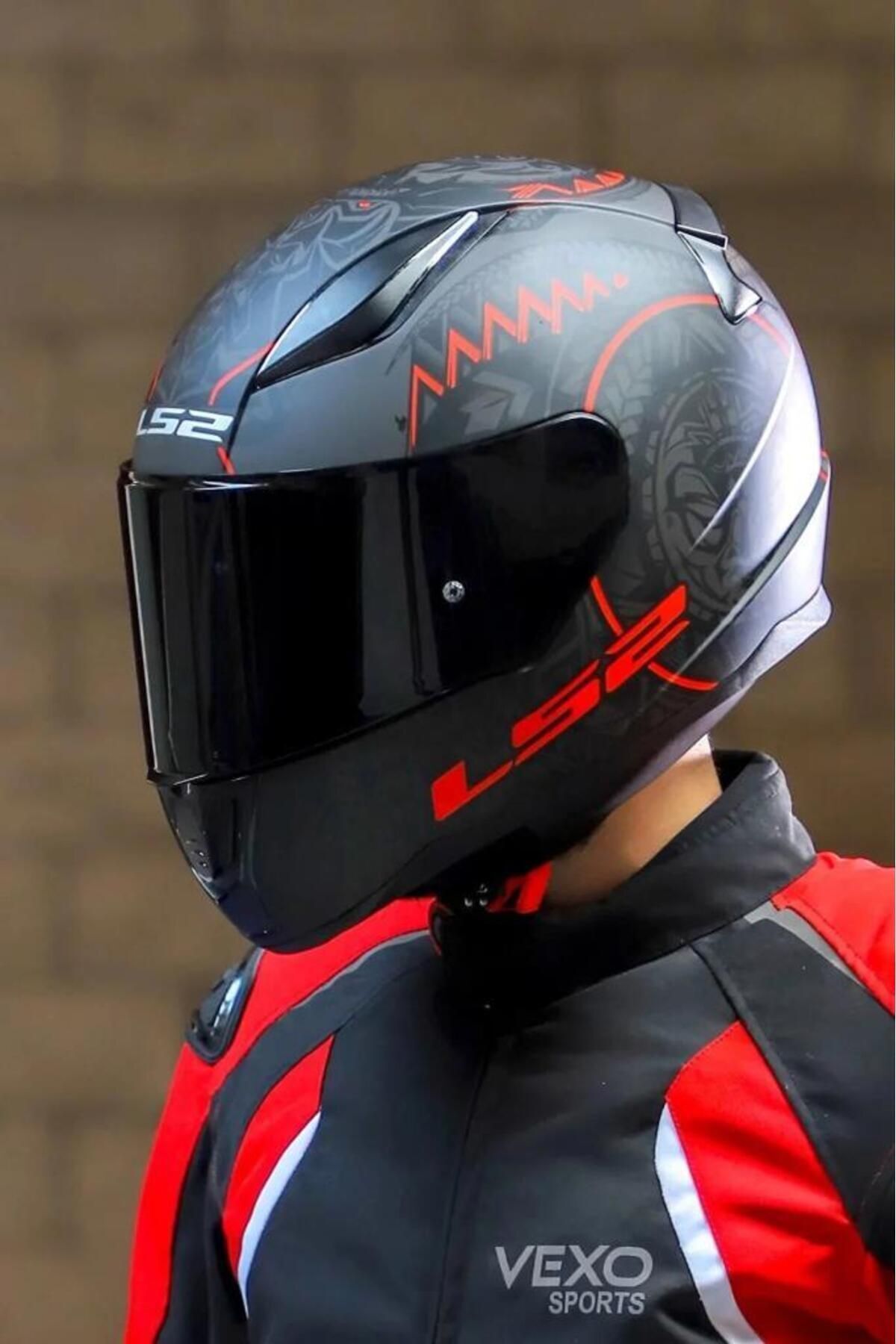 LS2 Rapid 2 Takaroa Matte Black red Helmet with Black Visor Trendyol