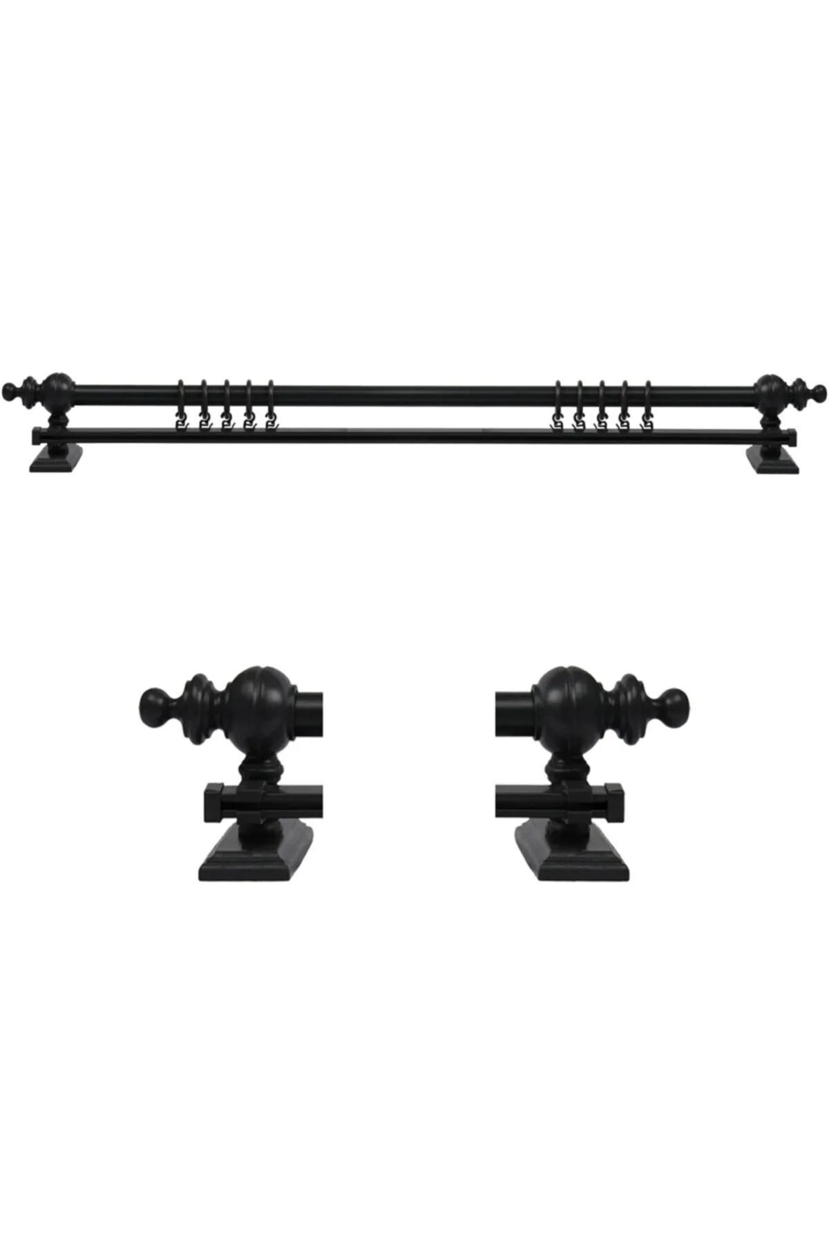 Anthracite Single Rail 200 Cm Rustic Curtain Hanger