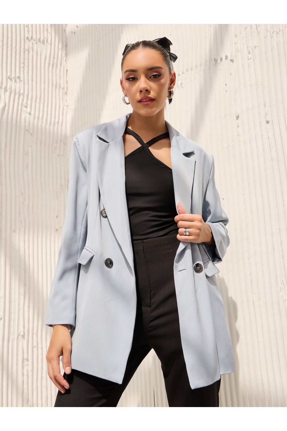 Long double breasted blazer on sale