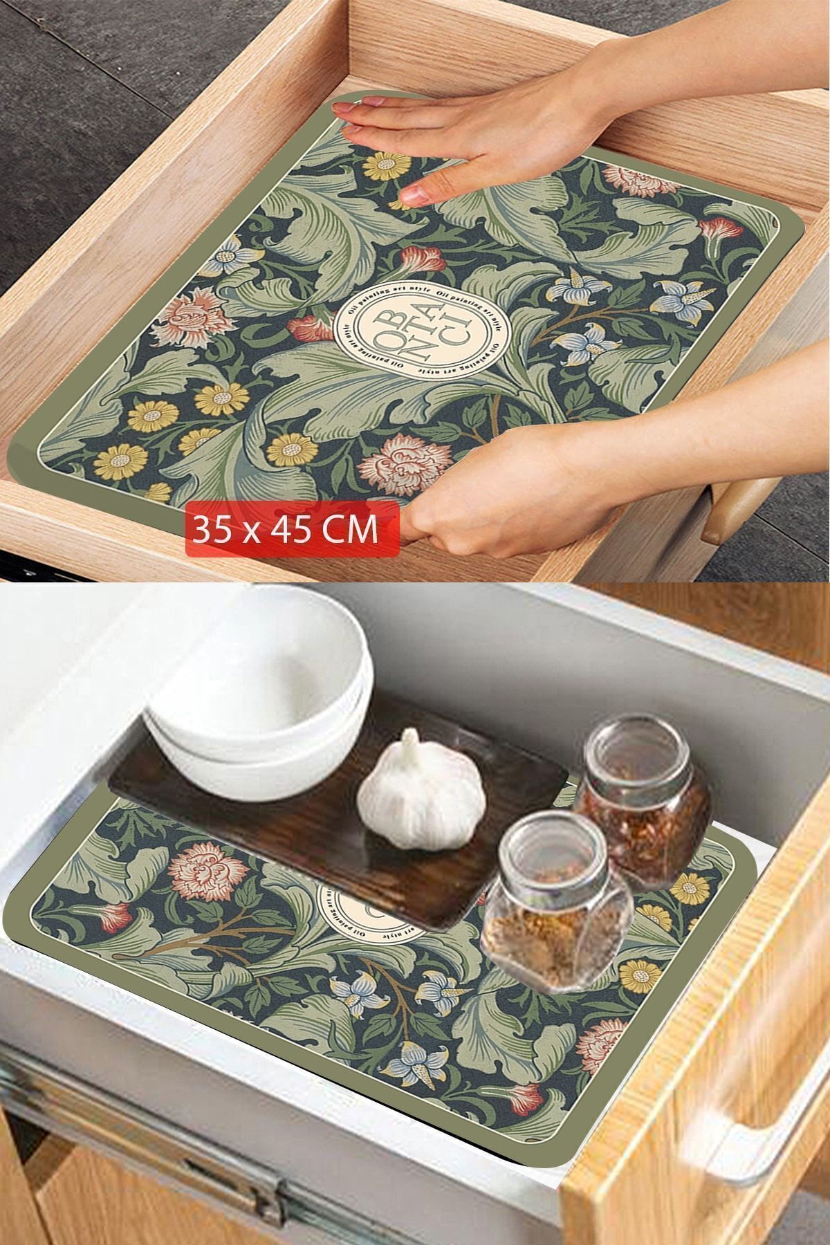 3D ELSE HALI-Else Washable Refrigerator - Non-Slip Shelf, Cabinet Drawer and Cover Mat 3