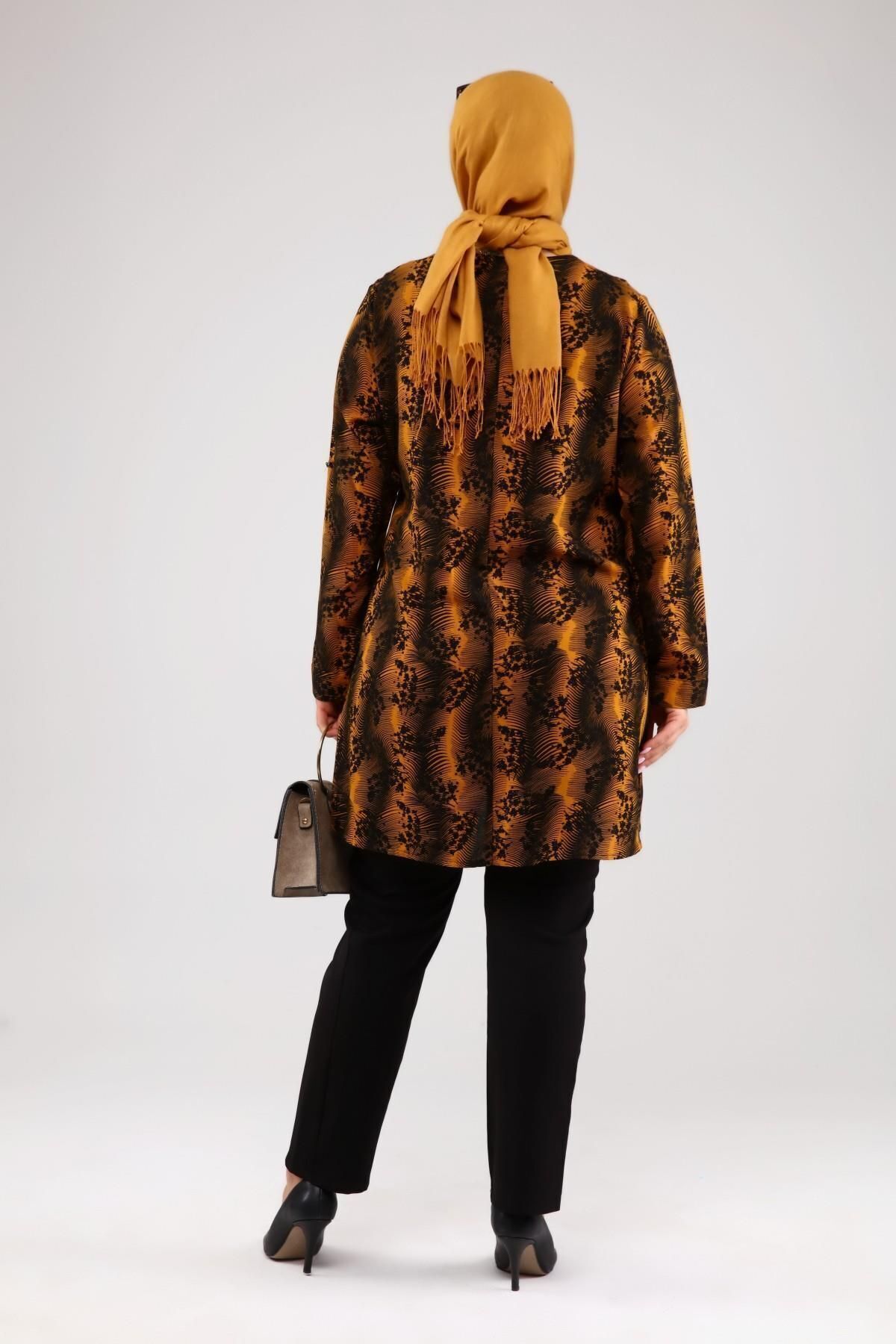 Ferace-Women's Large Size Hijab Tunic with String and Side Slits 6