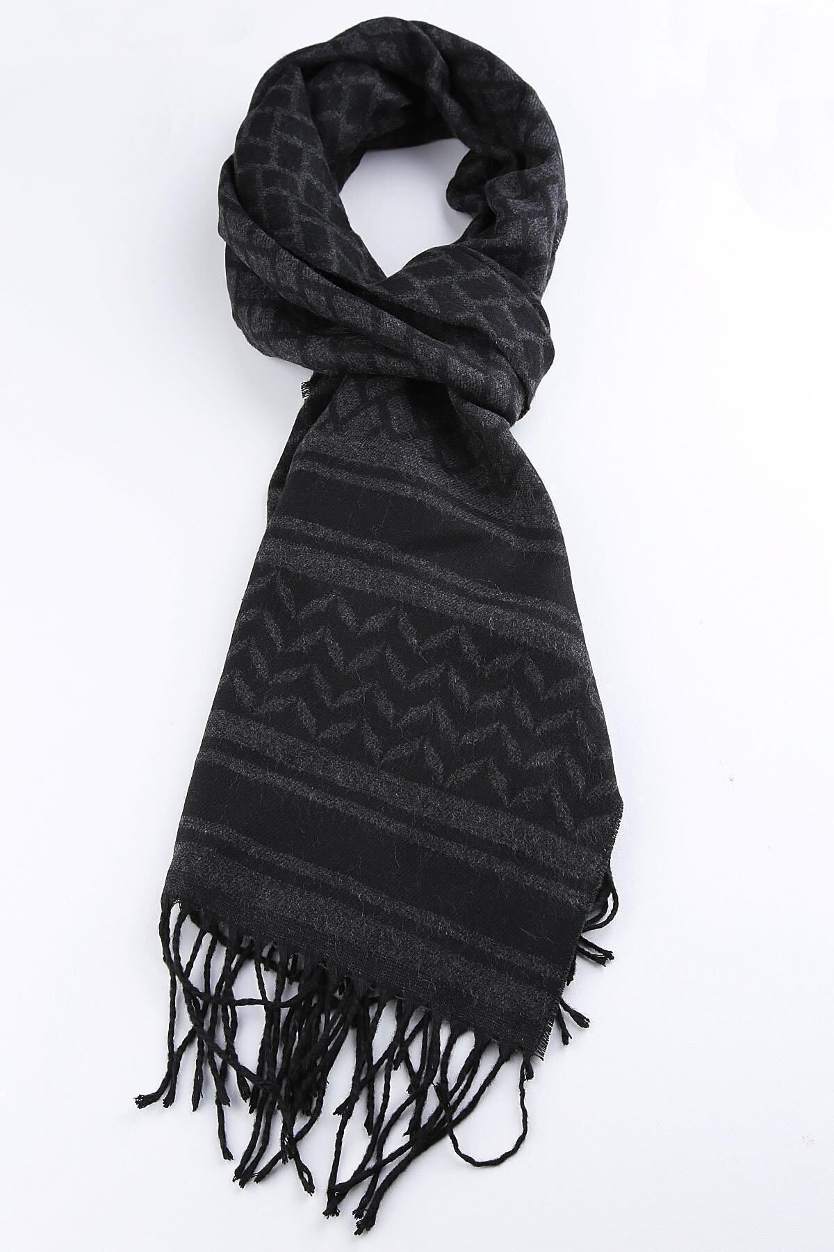  شال مردانه مشکی خاکستری K216