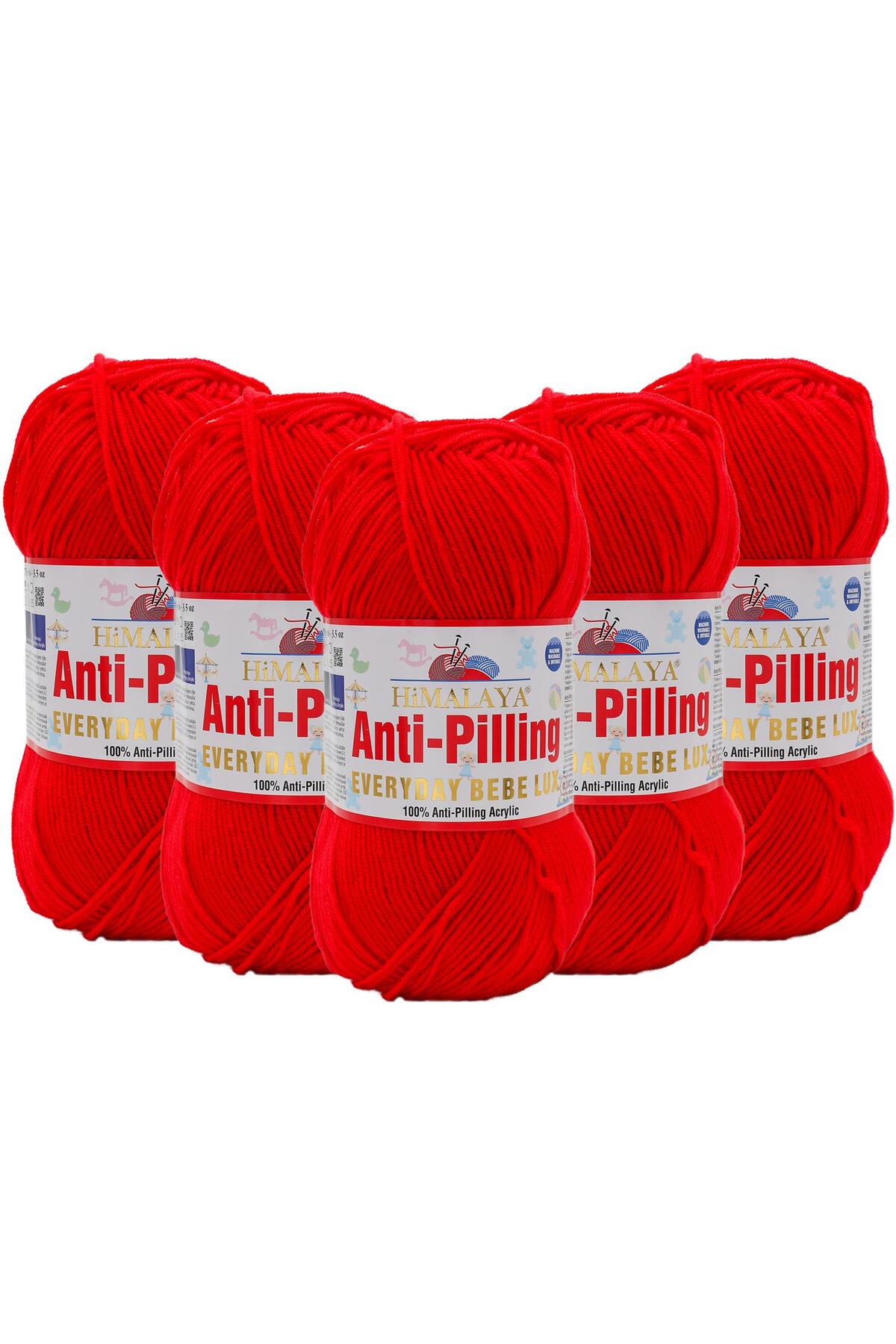 5 Pcs Himalayan Everyday Bebe Lux Anti Pilling Hand Knitting Yarn - 70406 Red
