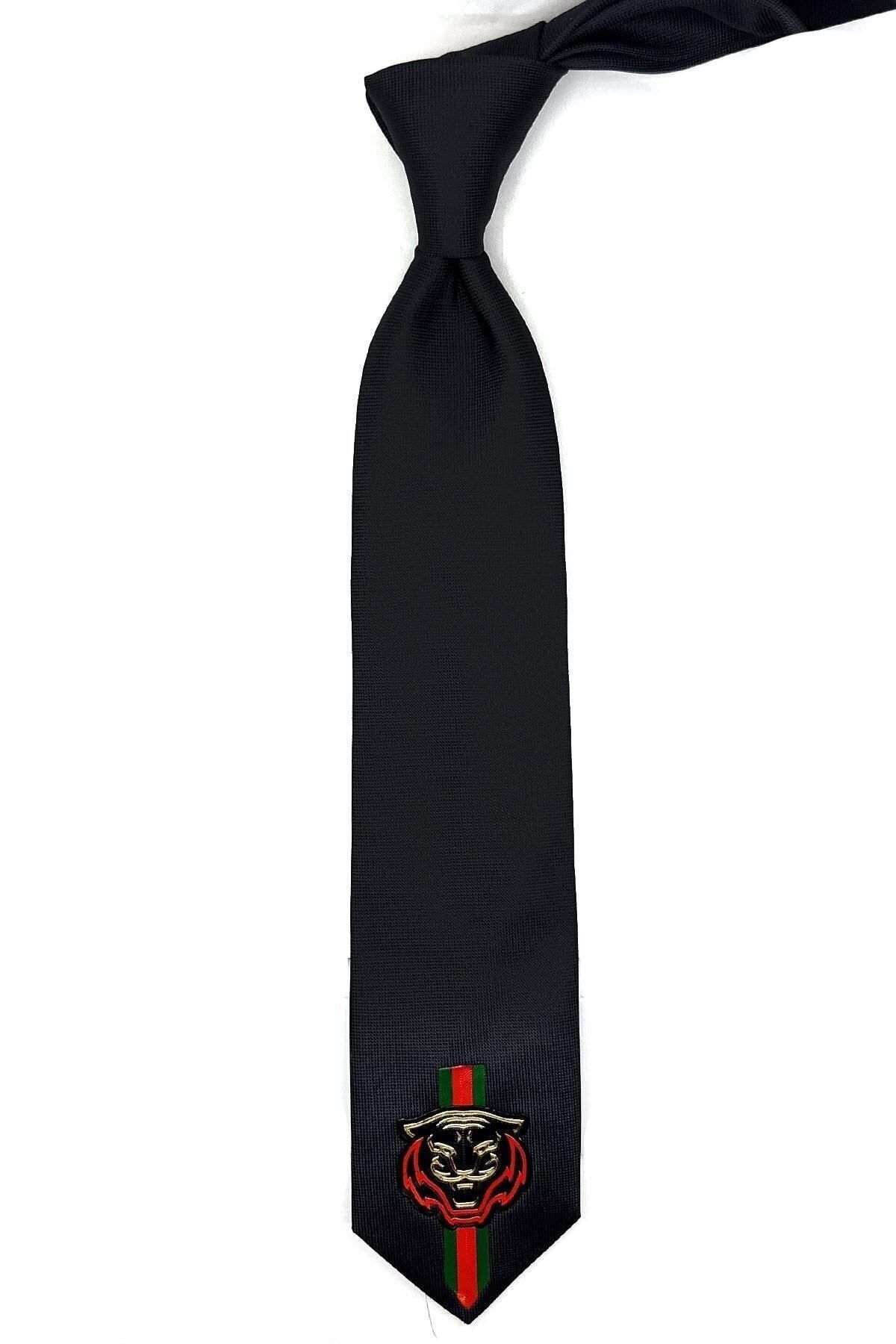  کراوات طرح ببر ساده مشکی KK11700