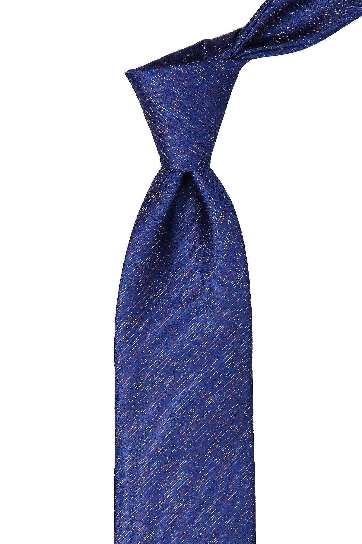  کراوات کلاسیک سرمه‌ای طرح شنی با دستمال جیبی KK10393