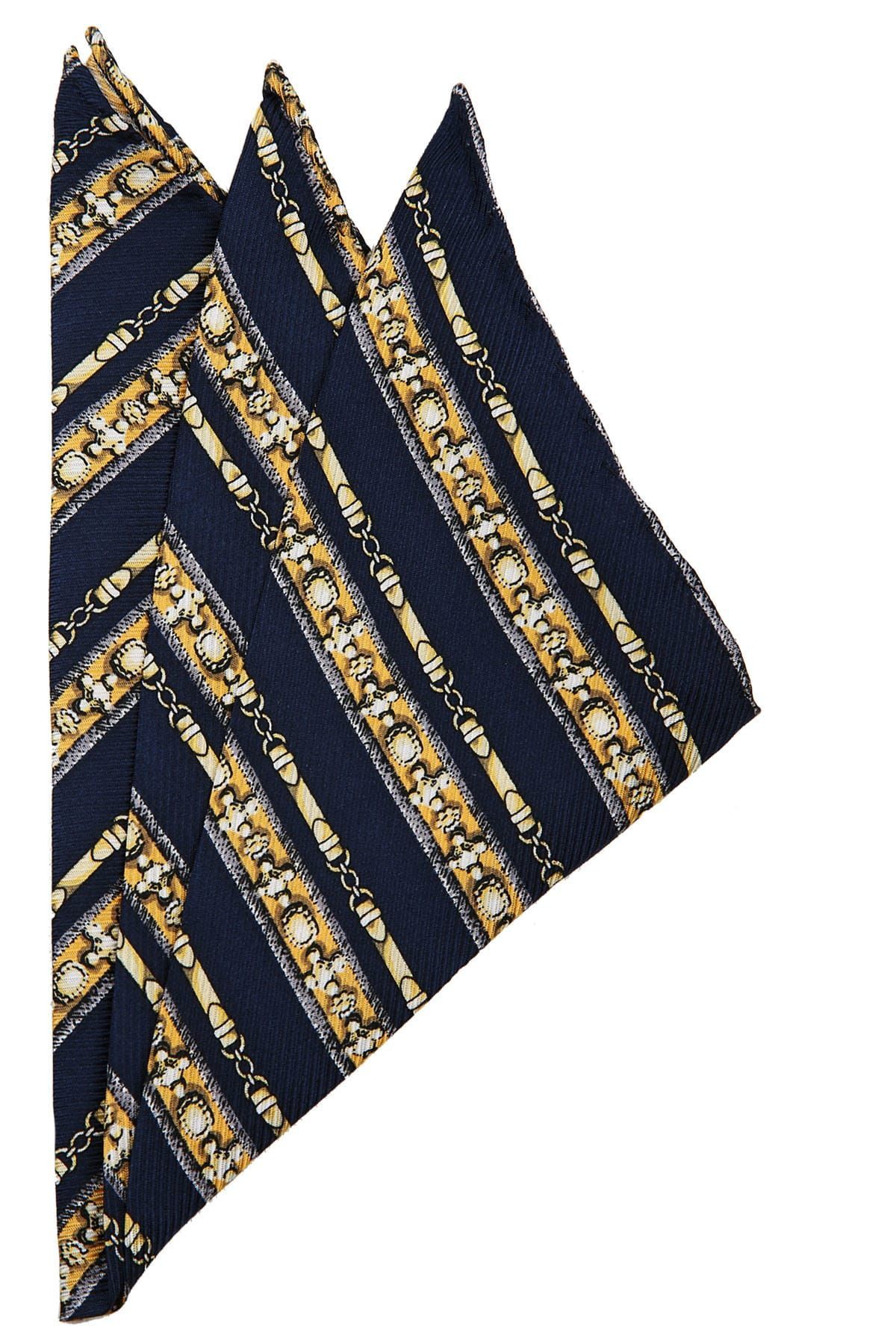  دستمال گردن ابریشمی طرح‌دار مردانه سرمه‌ای SPS365 KRVT8690002221741