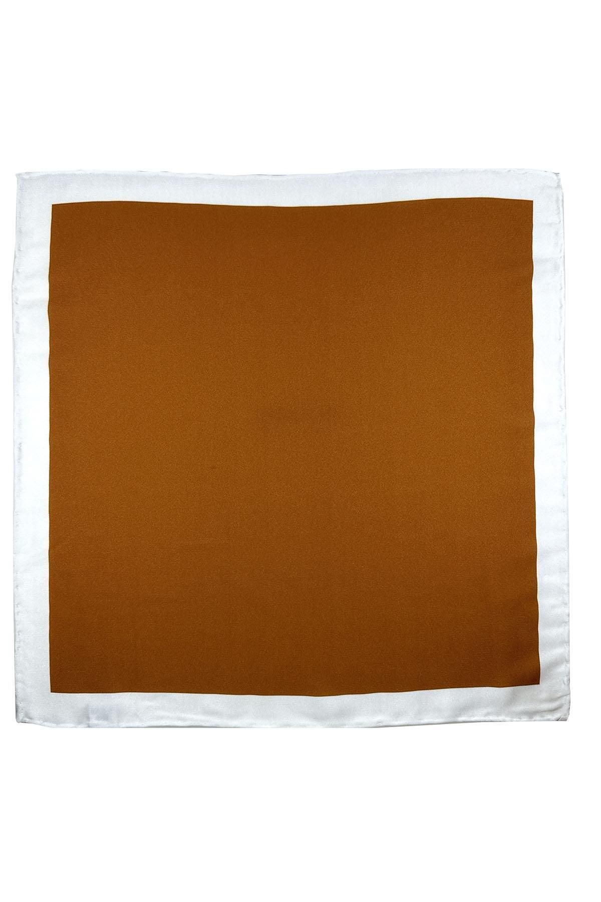  دستمال جیبی مردانه ساده سفید - قهوه‌ای روشن SPS562-130
