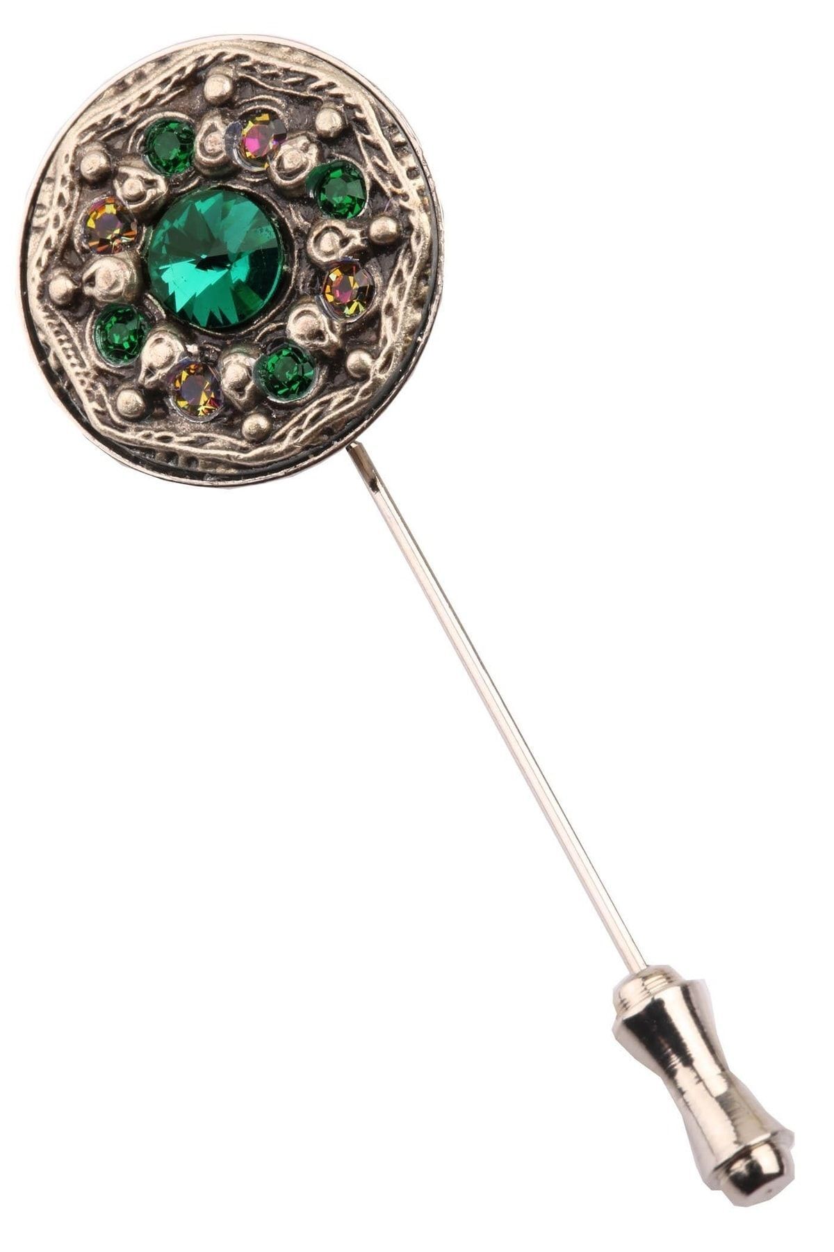  نقره ای آنتیک سبز - سنگ زرد YI158