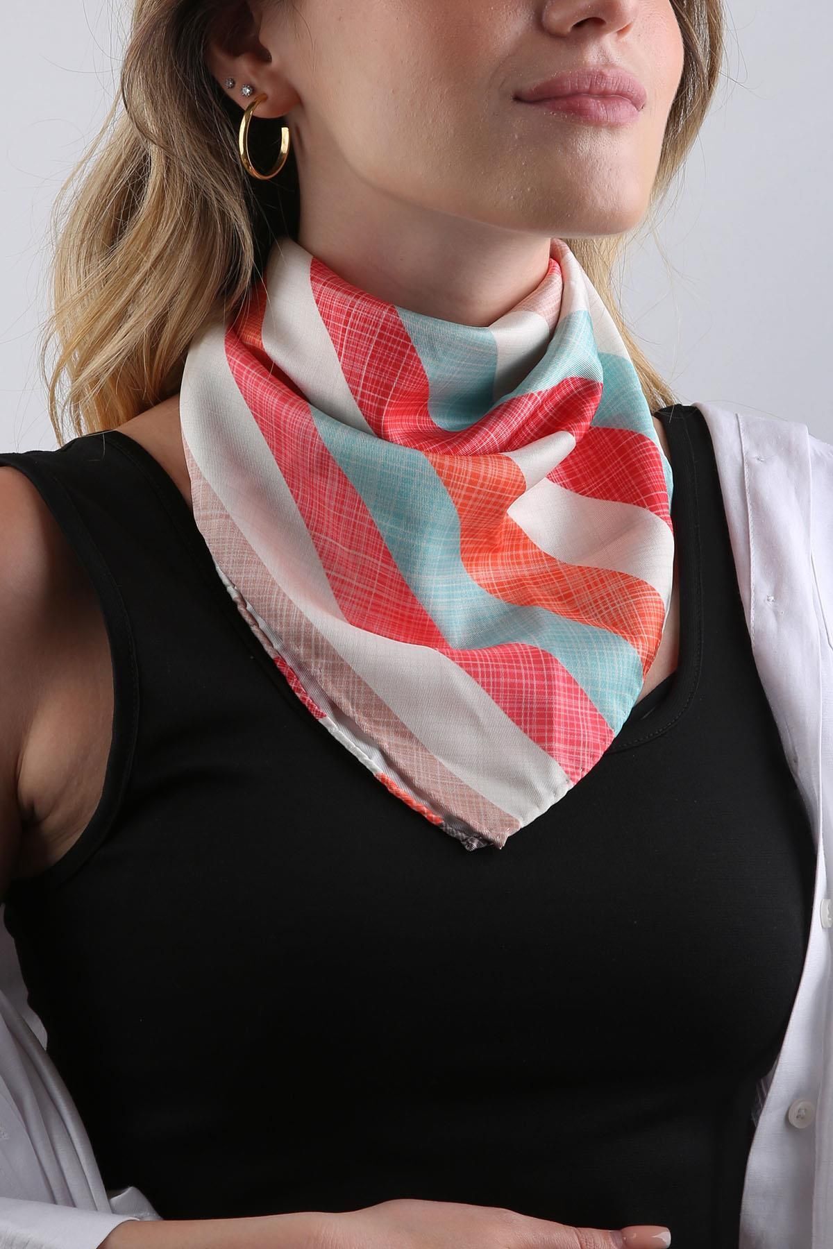  روسری طرح راه راه رنگارنگ، باندانا، ۵۵x۵۵ سانتی‌متر، KDNF20