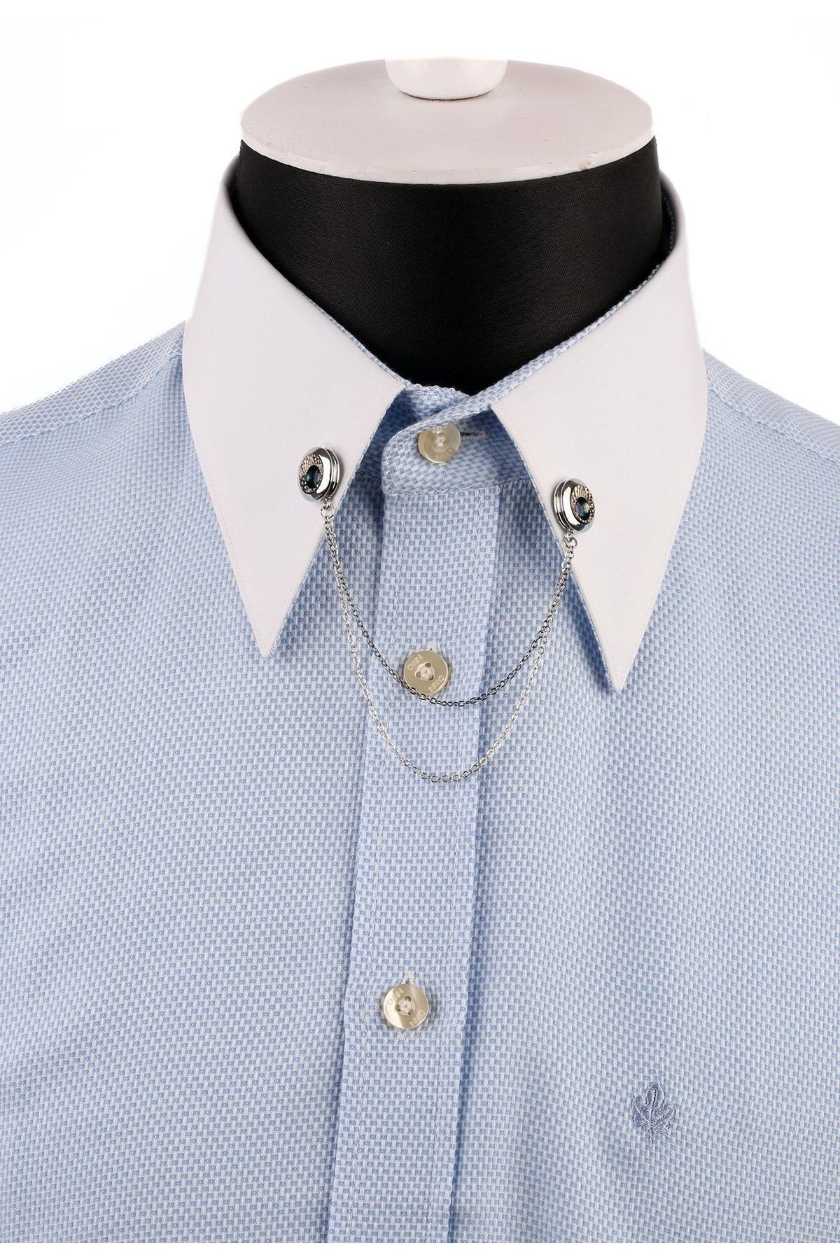  سنجاق یقه پیراهن زنجیری سنگی نقره‌ای رنگ GI141