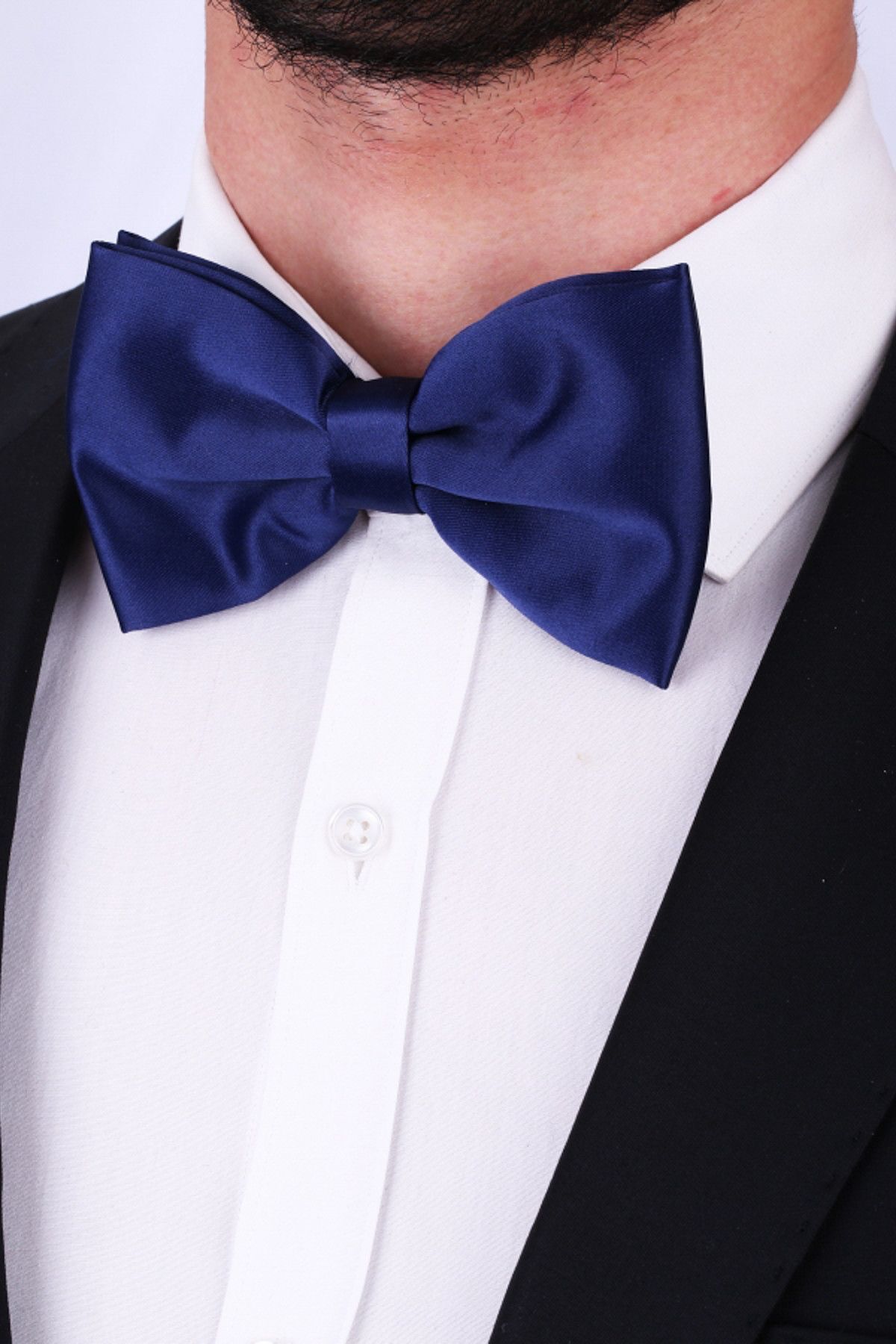 La Pescara-Navy Blue Large Satin Bow Tie SP15 2