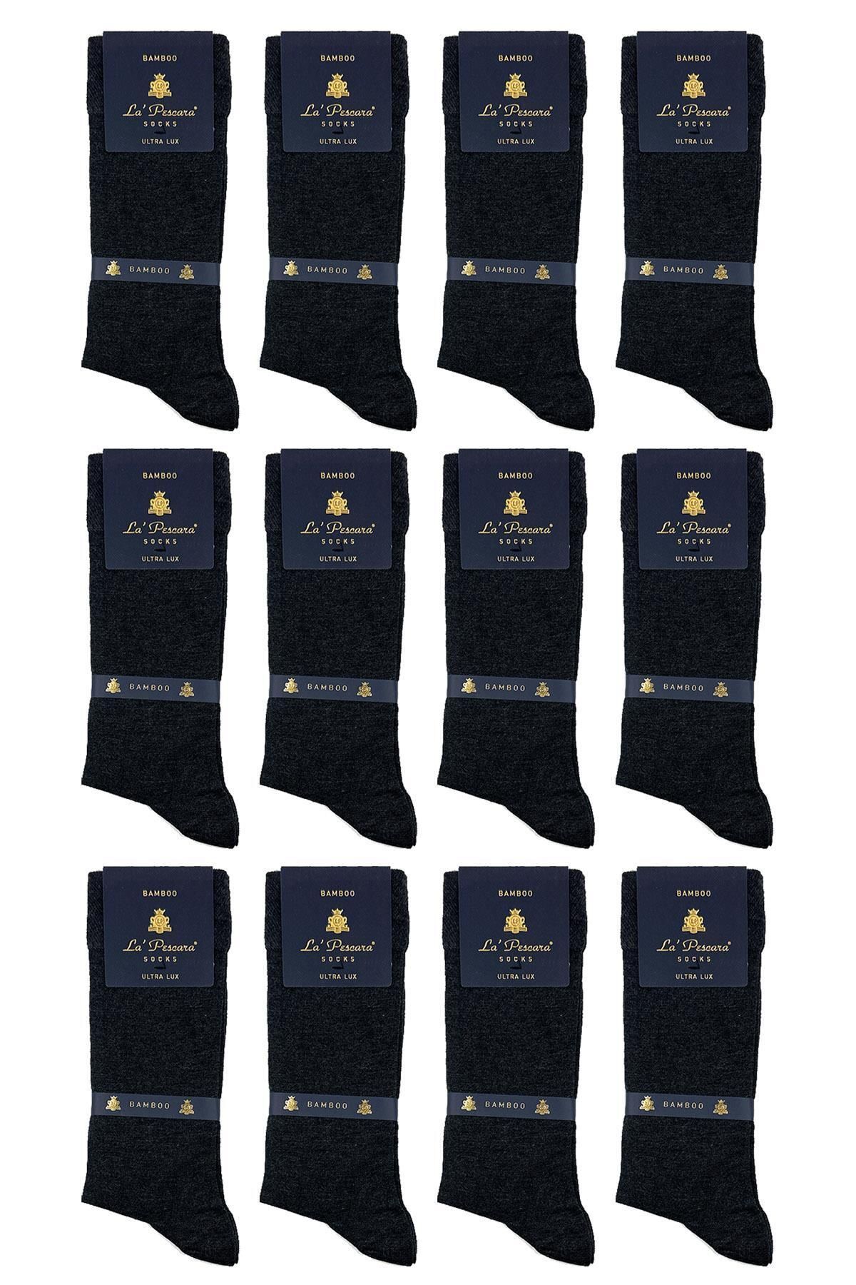  جوراب مردانه کلاسیک فوق العاده لوکس بامبو دودی ساده CRP267 بسته 12 عددی