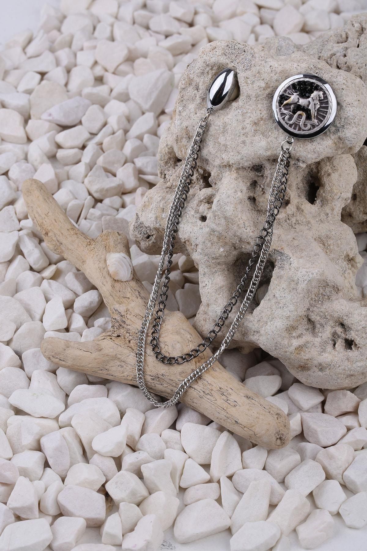  سنجاق سینه زنجیری نقره‌ای طرح برج فلکی لئو مدل YI288