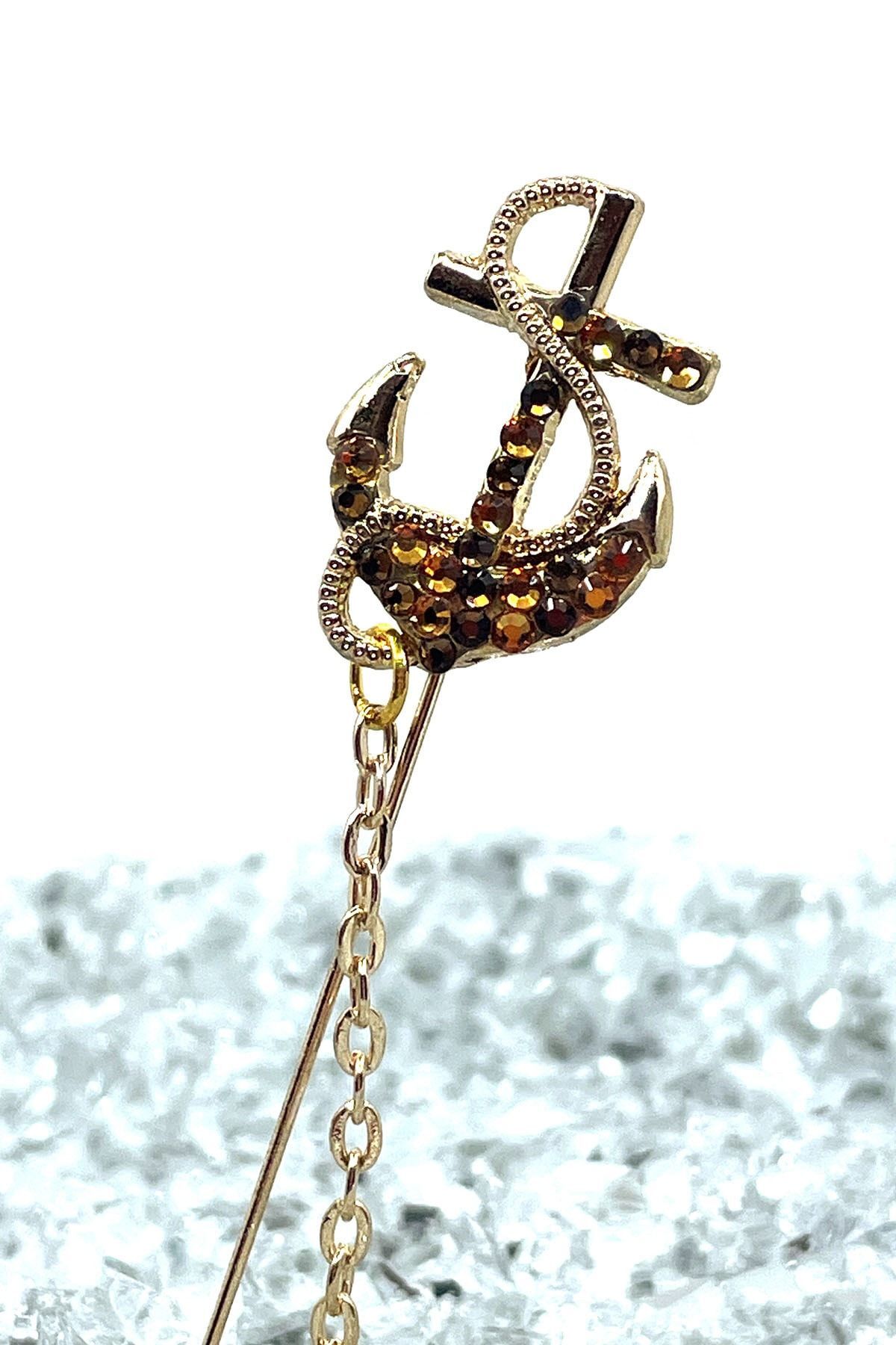  سنجاق یقه طرح لنگر طلایی YI277