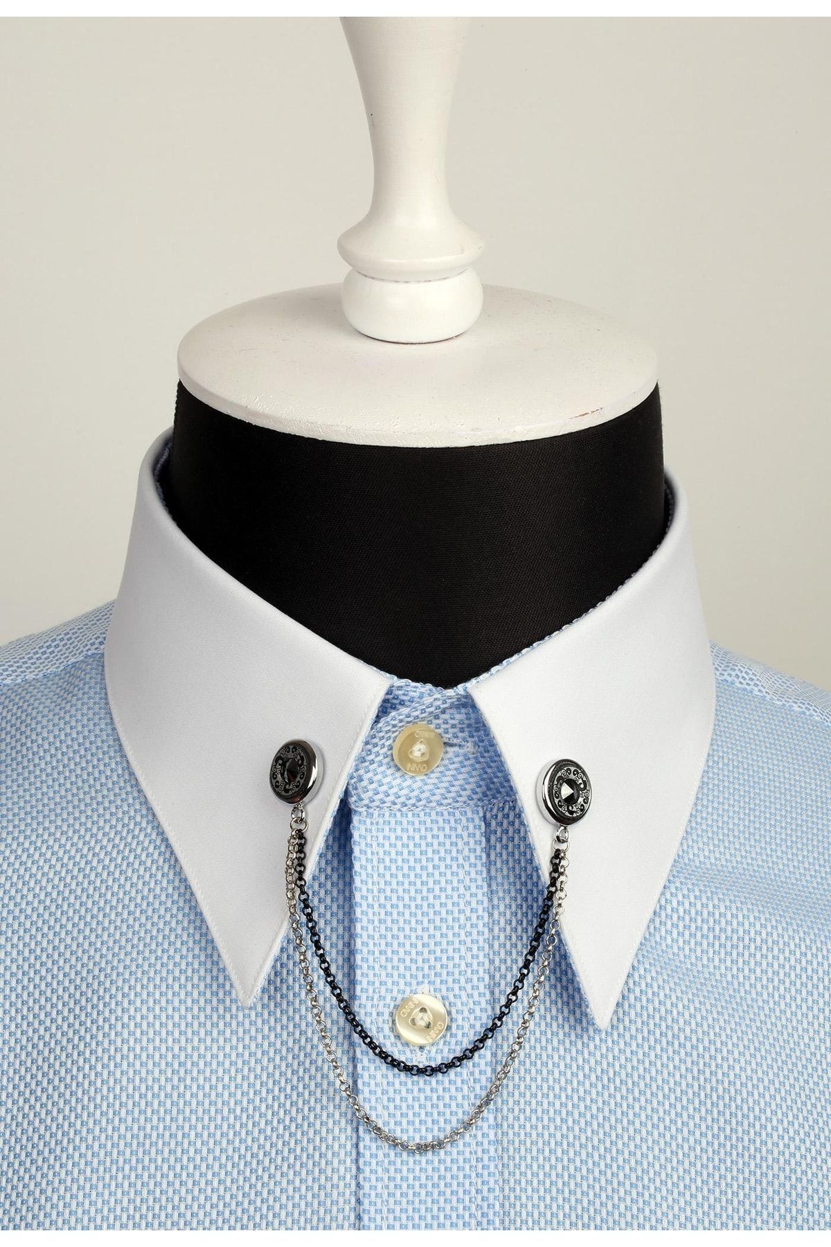  سنجاق یقه پیراهن زنجیری تزیین شده با سنگ GI042