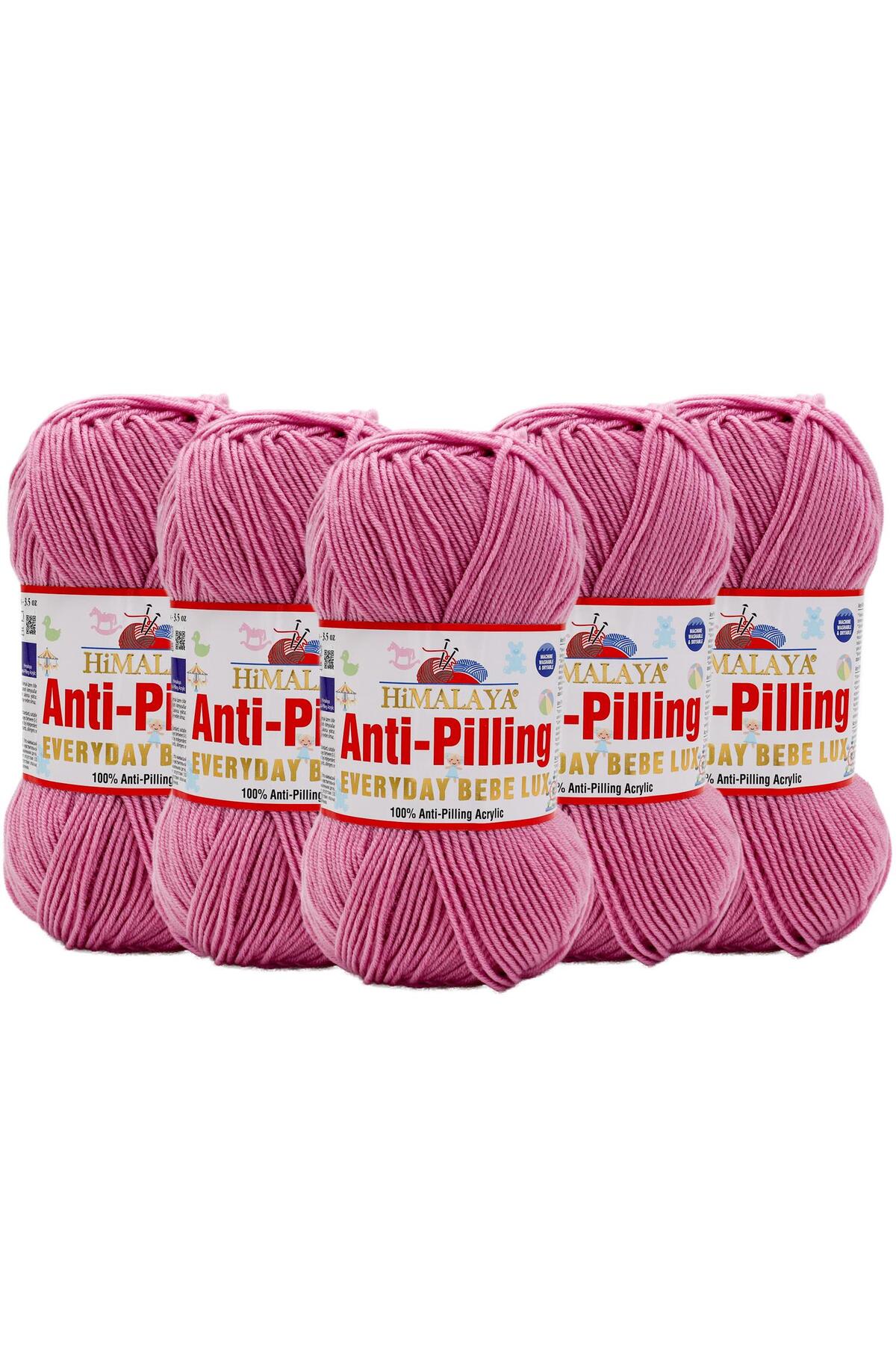 5 Pcs Himalayan Everyday Bebe Lux Anti Pilling Hand Knitting Yarn - 70442 Pink