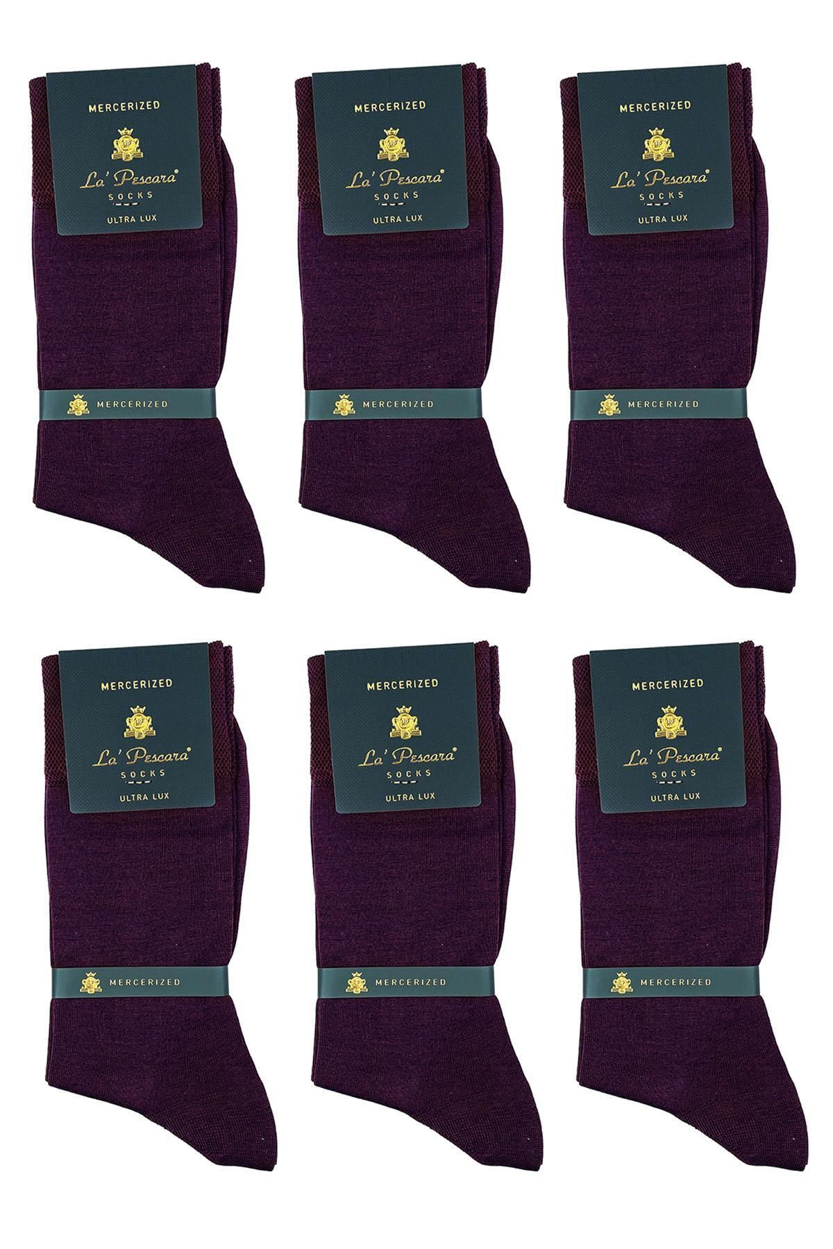  جوراب مردانه کلاسیک بنفش مرسریزه لاپسکارا مدل Ultra Luxury بسته 6 عددی CRP200
