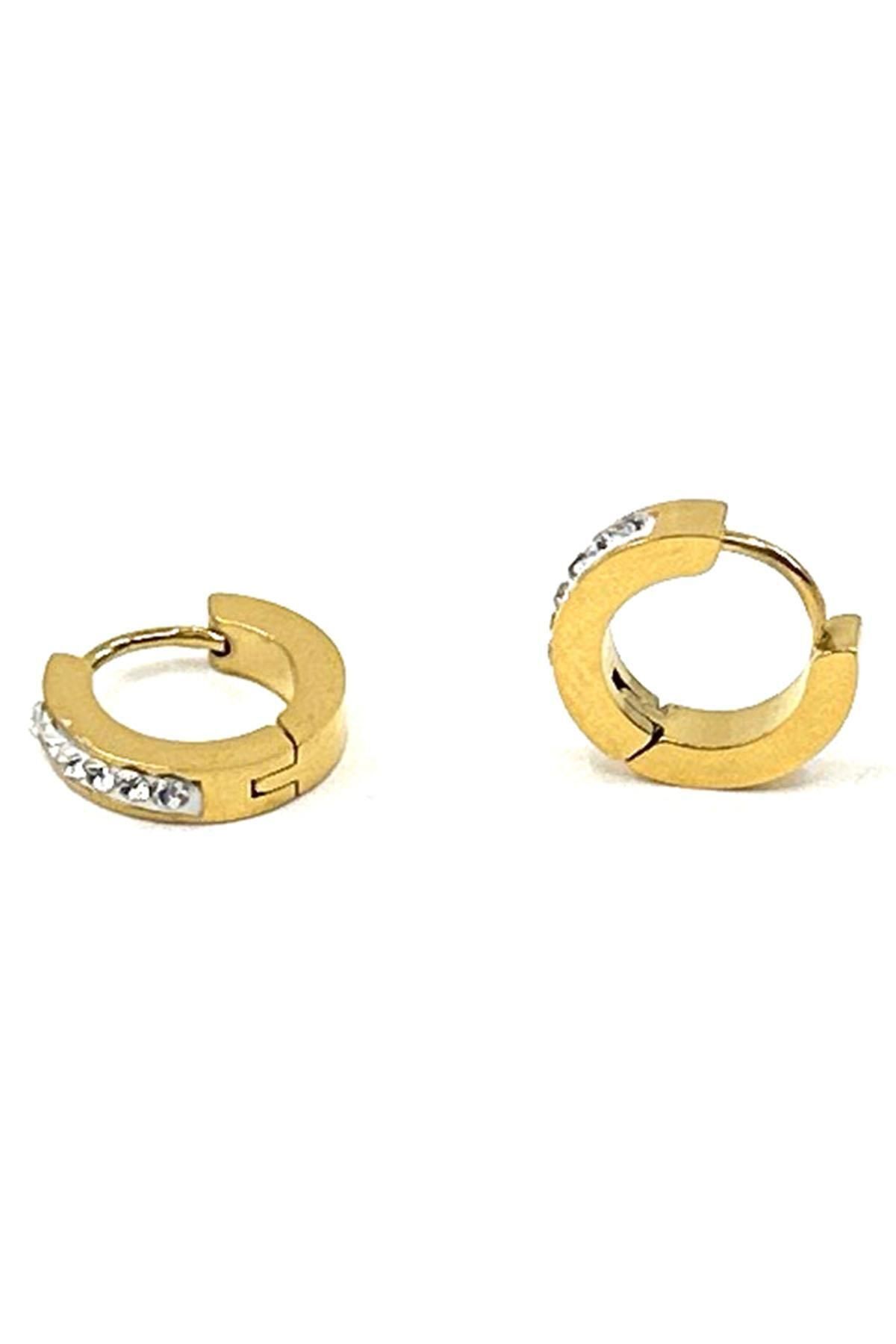  گوشواره گرد با سنگ طلایی EAR24