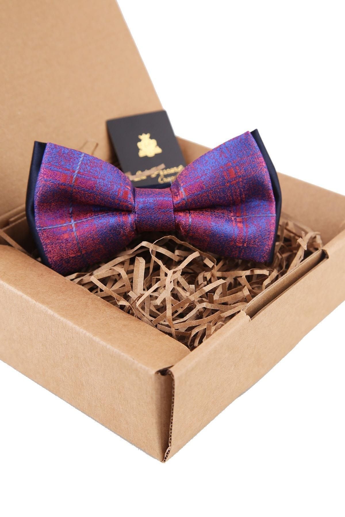  پاپیون طرح چهارخانه صورتی P1483