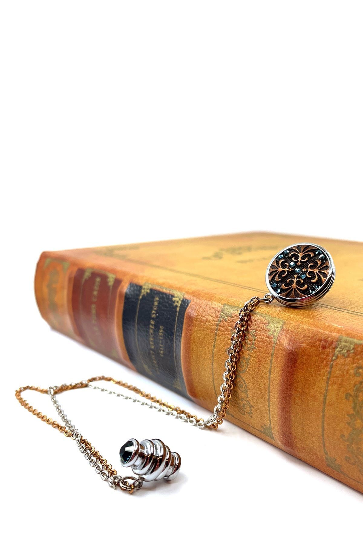  سنجاق سینه زنجیری سنگی کریستالی مسی رنگ YI229