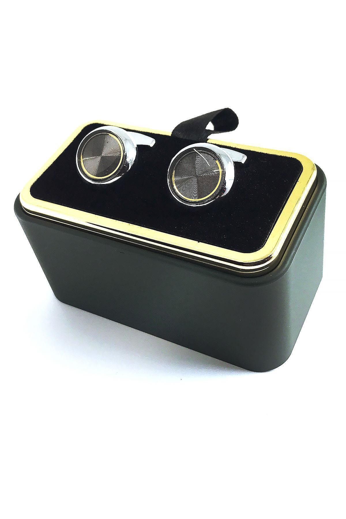  دکمه سرآستین گرد دودی نقره‌ای رنگ KD1419