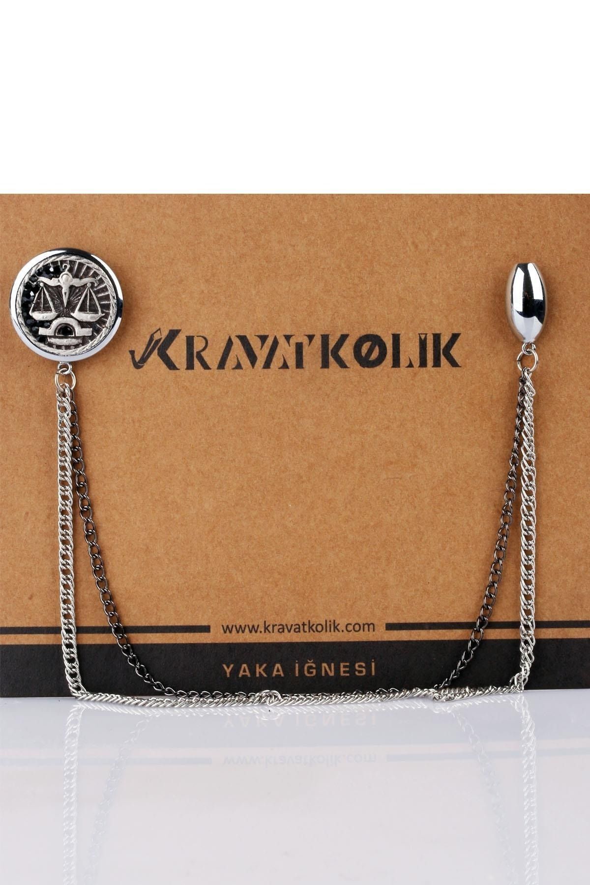  سنجاق سینه زنجیری نقره‌ای طرح برج میزان مدل Zodiac YI286