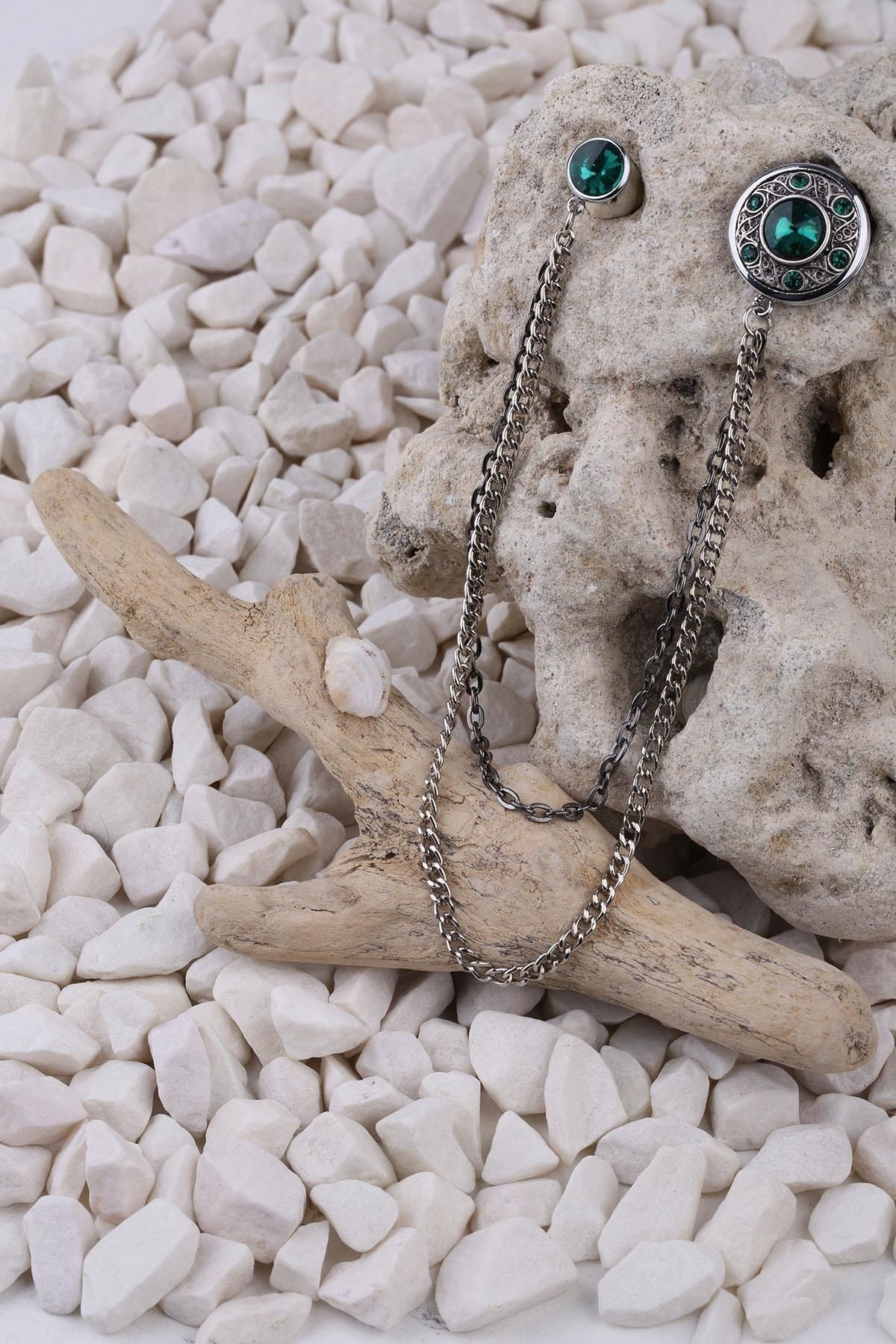  سنجاق یقه زنجیری تزیین شده با سنگ YI138