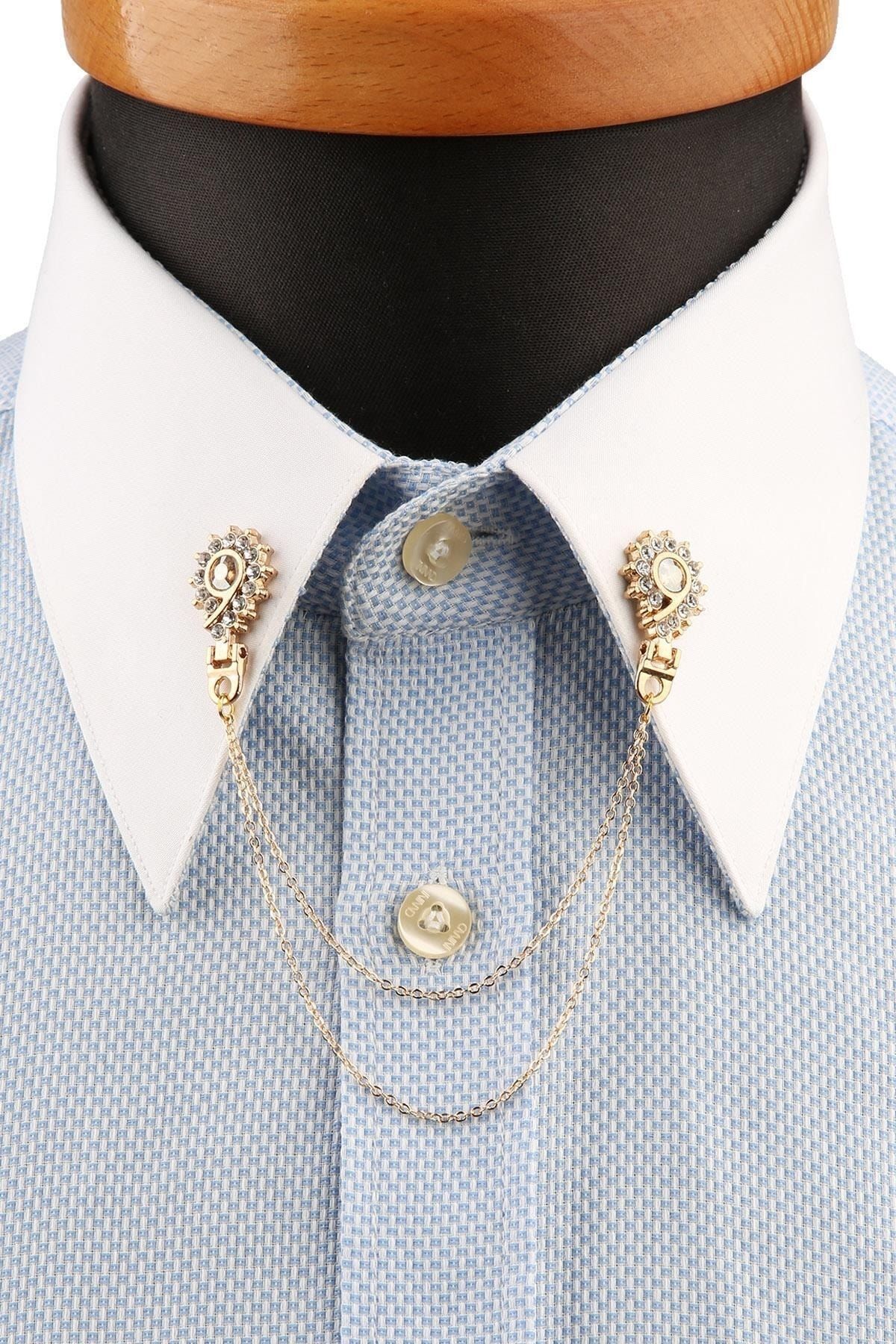  سنجاق یقه پیراهن سنگی طلایی رنگ عسلی GI201