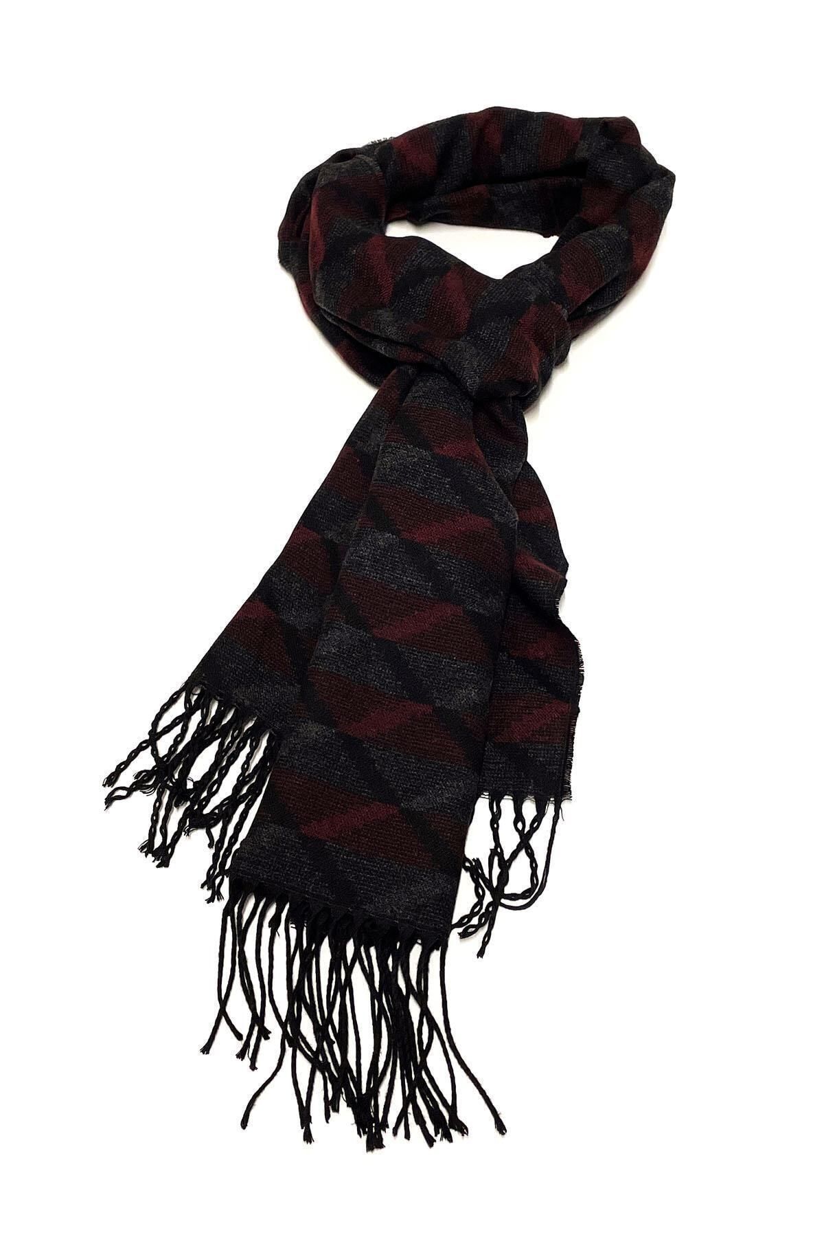  شال گردن مردانه دودی - طرح شرابی K312