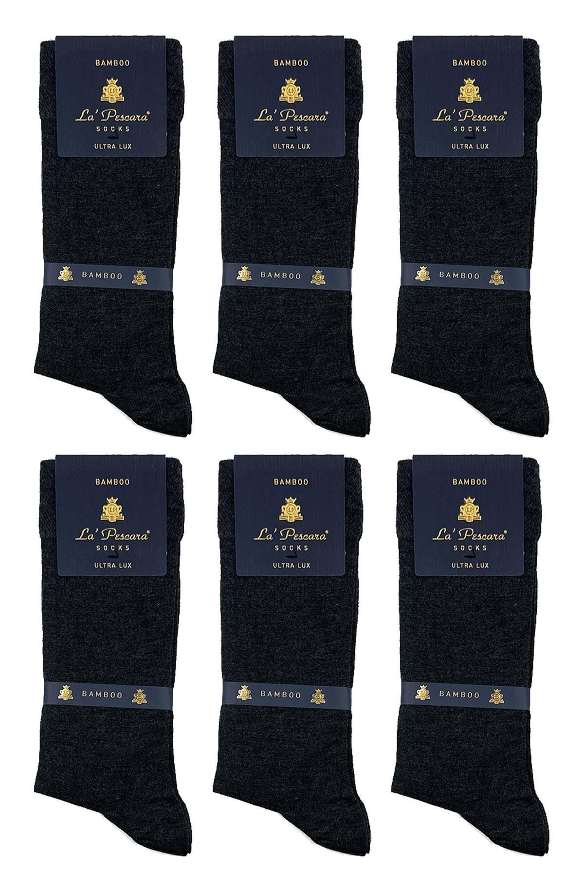  جوراب مردانه کلاسیک فوق العاده لوکس بامبو دودی ساده CRP266 بسته 6 عددی