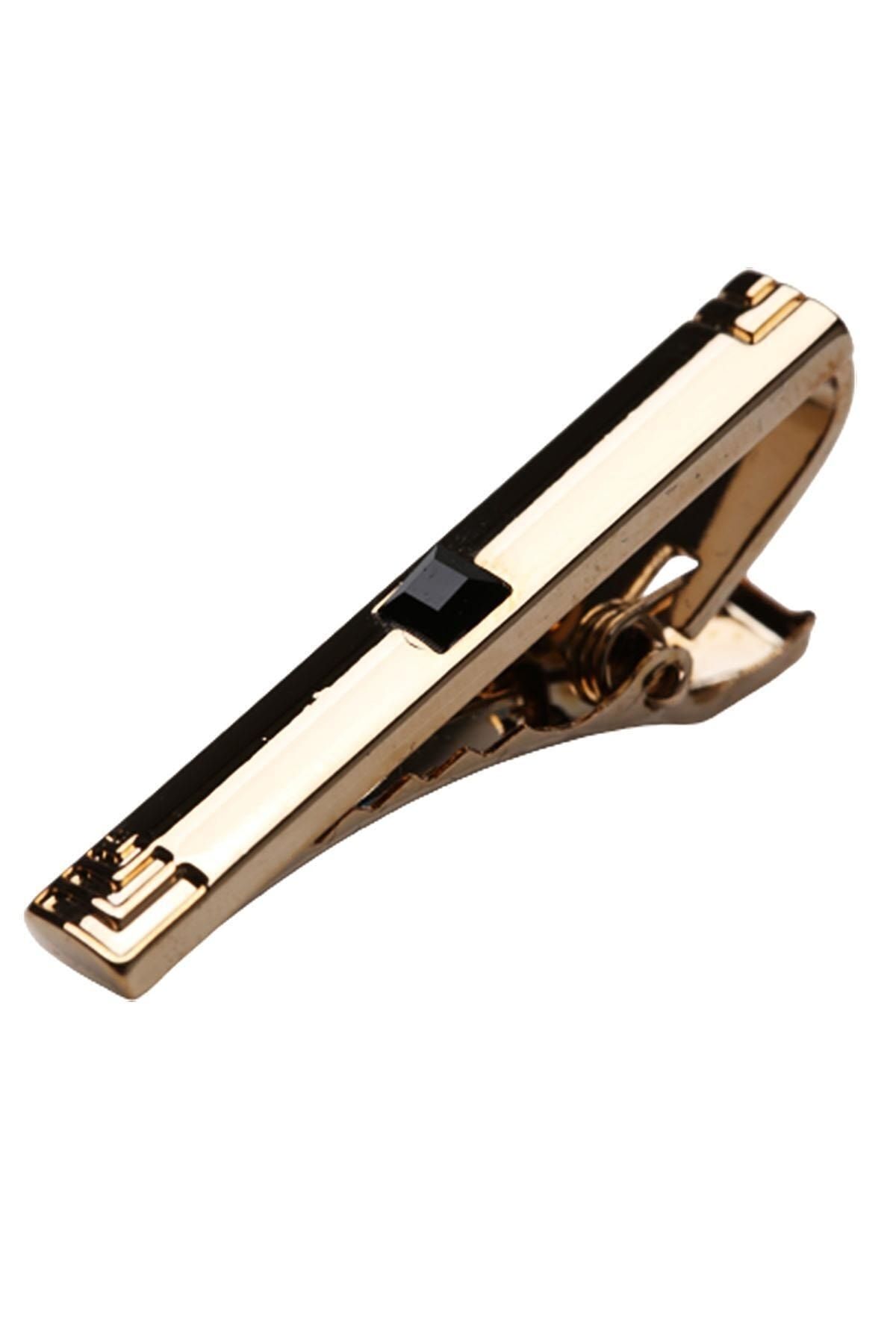  سنجاق کراوات طلایی رنگ با سنگ‌های مشکی Kıy289