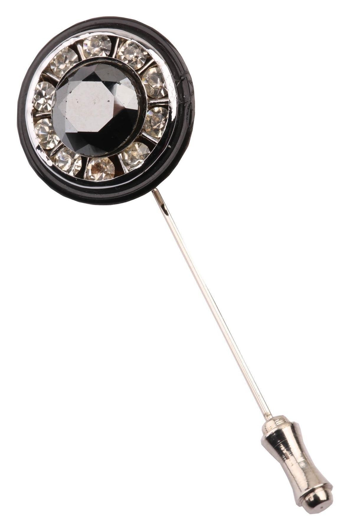  سنجاق یقه‌ای تزیین شده با سنگ دودی مشکی YI174