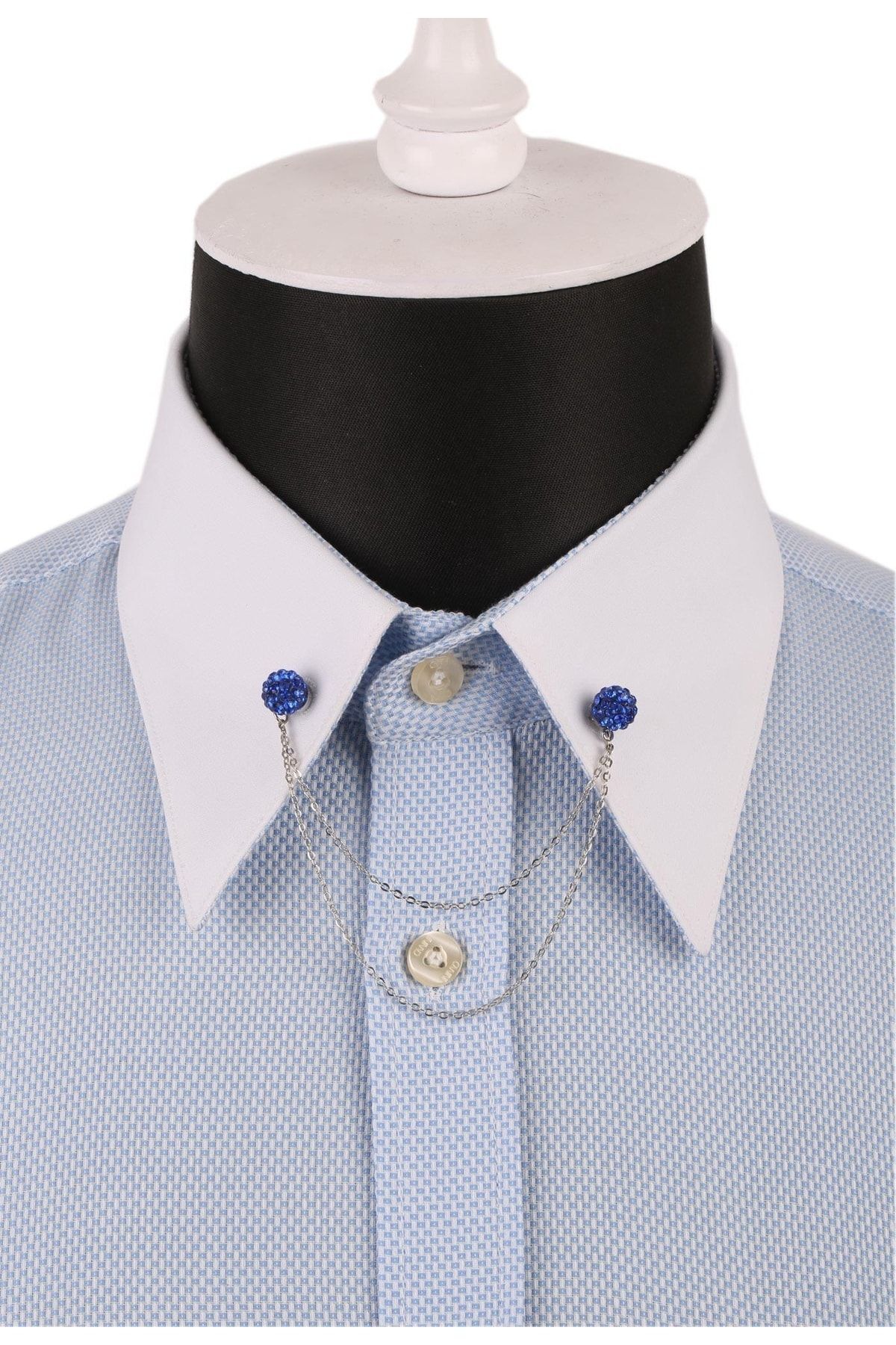  سنجاق یقه پیراهن زنجیری آبی سنگ Saks GI075