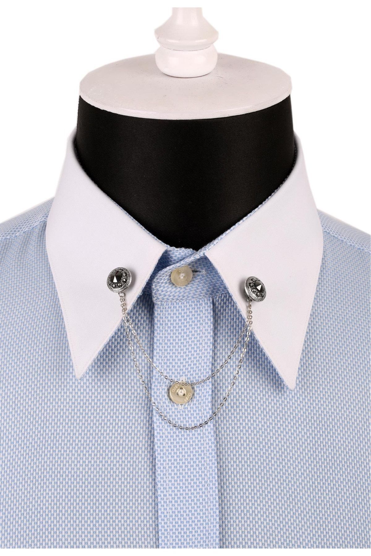  سنجاق یقه پیراهن زنجیری سنگ کریستالی خاکستری هماتیت GI091