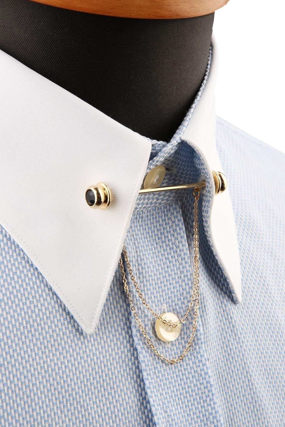  سنجاق یقه پیراهن زنجیری مشکی سنگ GI215