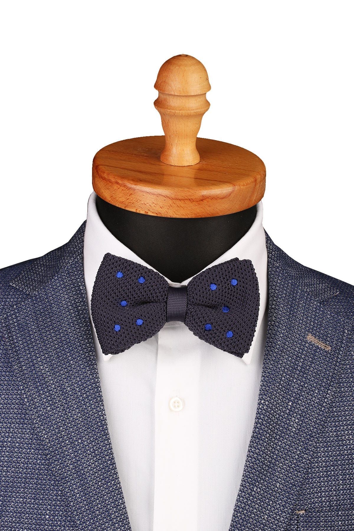  پاپیون بافتنی مردانه طرح خالدار خاکستری دودی ÖR131