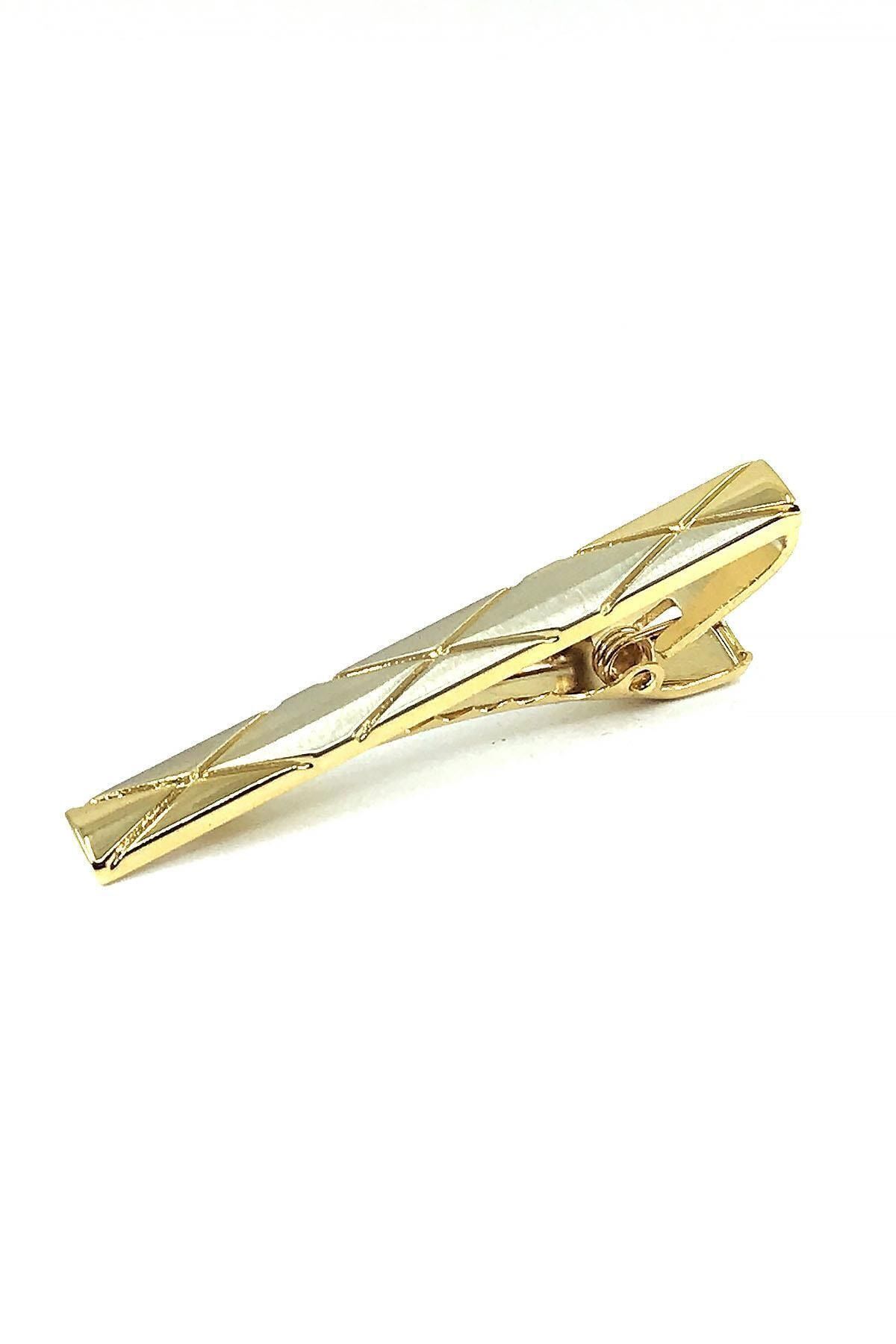  سنجاق کراوات طرح باقلوا طلایی رنگ Kıy651