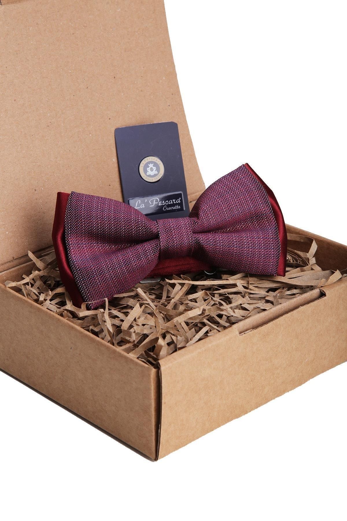  پاپیون مردانه طرح شنی زرشکی P1054