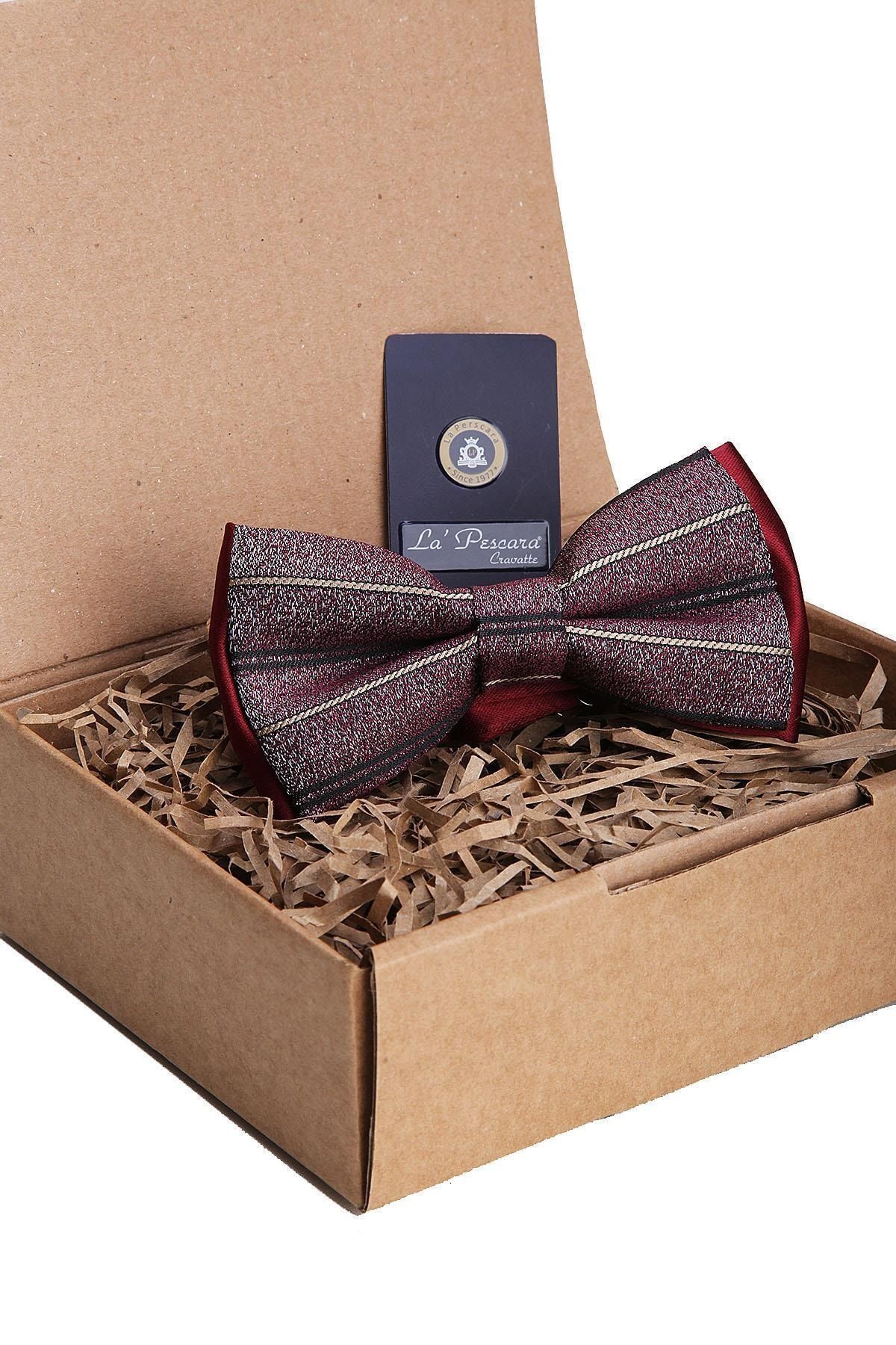  پاپیون راه راه بژ - زرشکی P1160