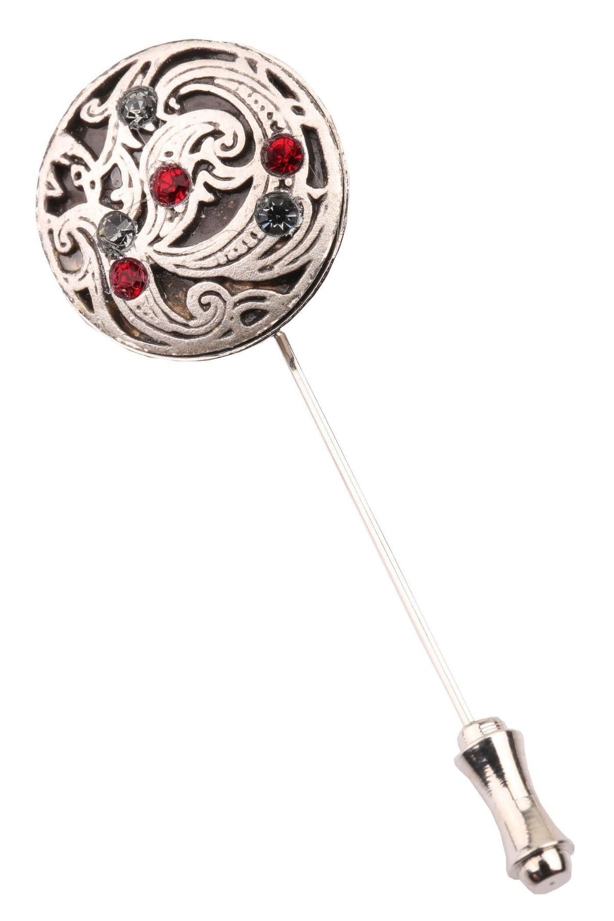  سنجاق سینه سنگی نقره‌ای قرمز و سفید YI184