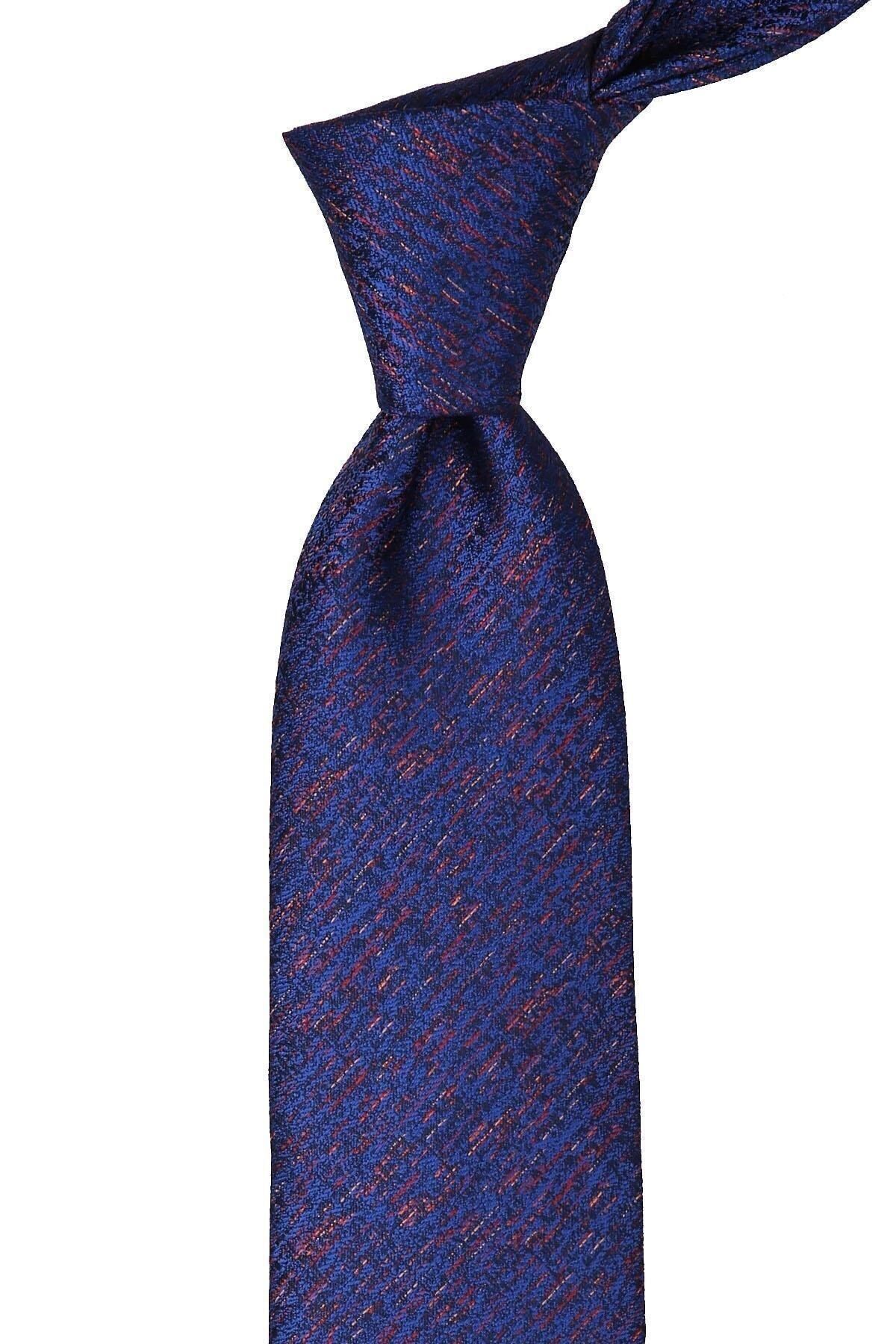  کراوات کلاسیک مردانه سرمه‌ای طرح شنی با دستمال جیبی KK10032