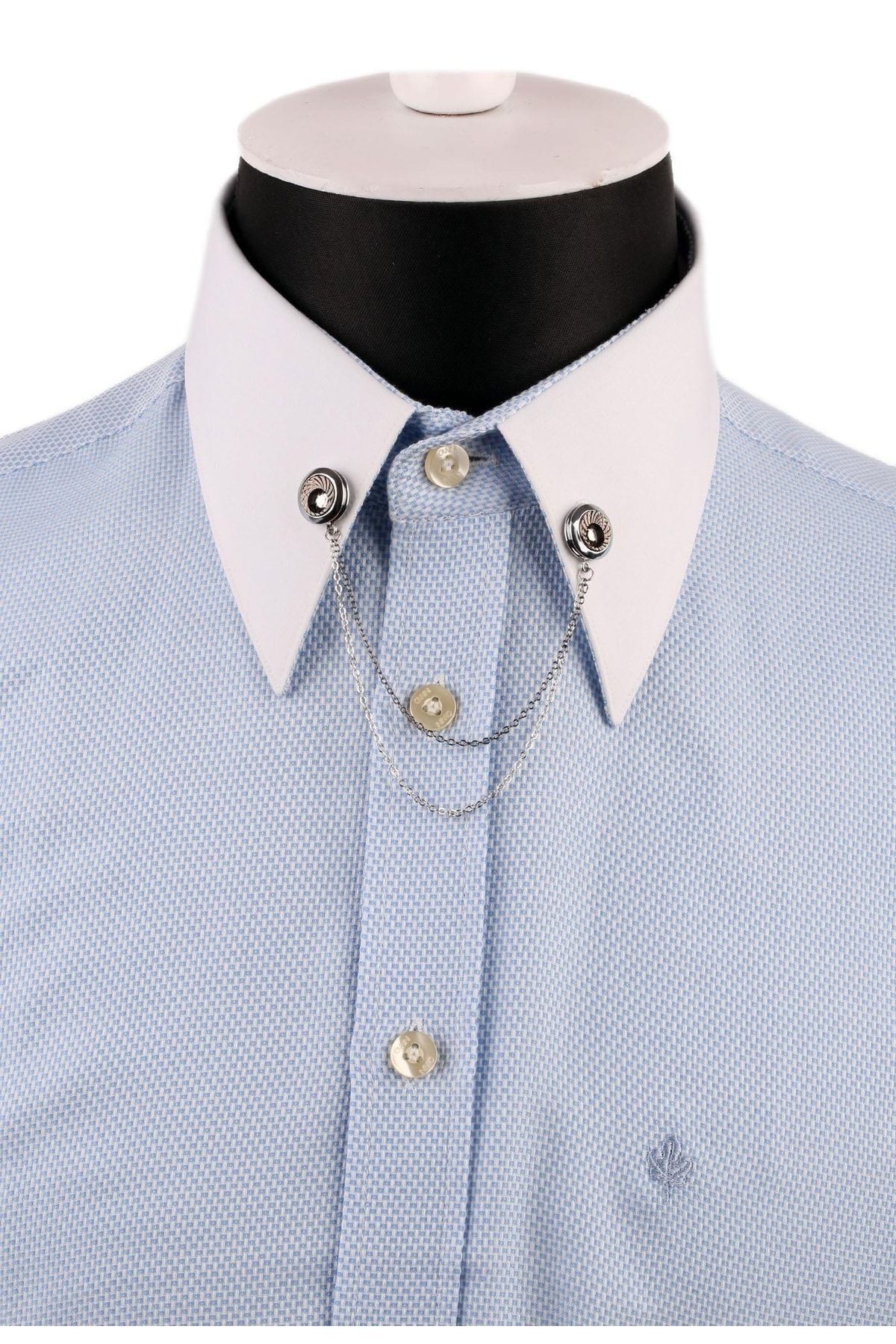  سنجاق یقه پیراهن زنجیری سنگی نقره‌ای رنگ GI140