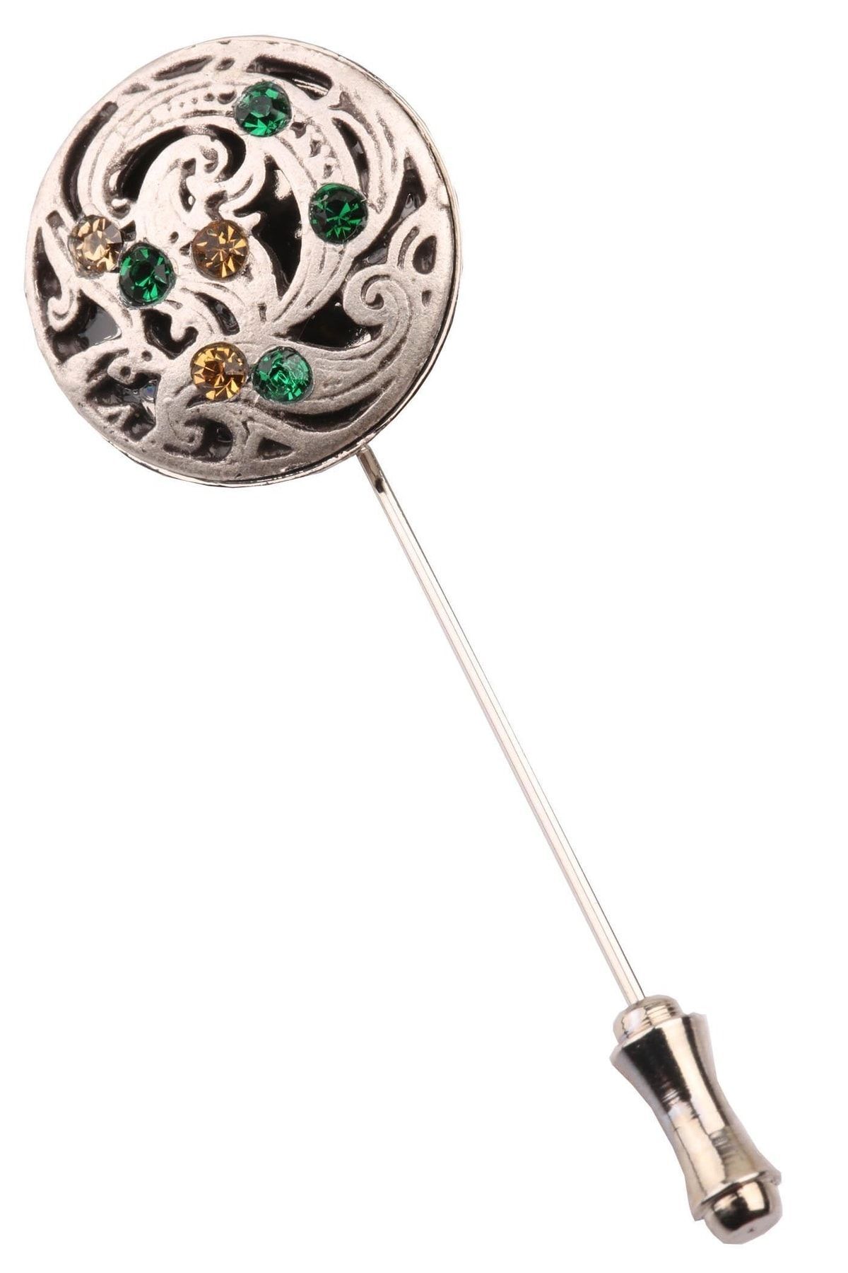  سنجاق سینه سنگی نقره‌ای رنگ زرد-سبز YI155