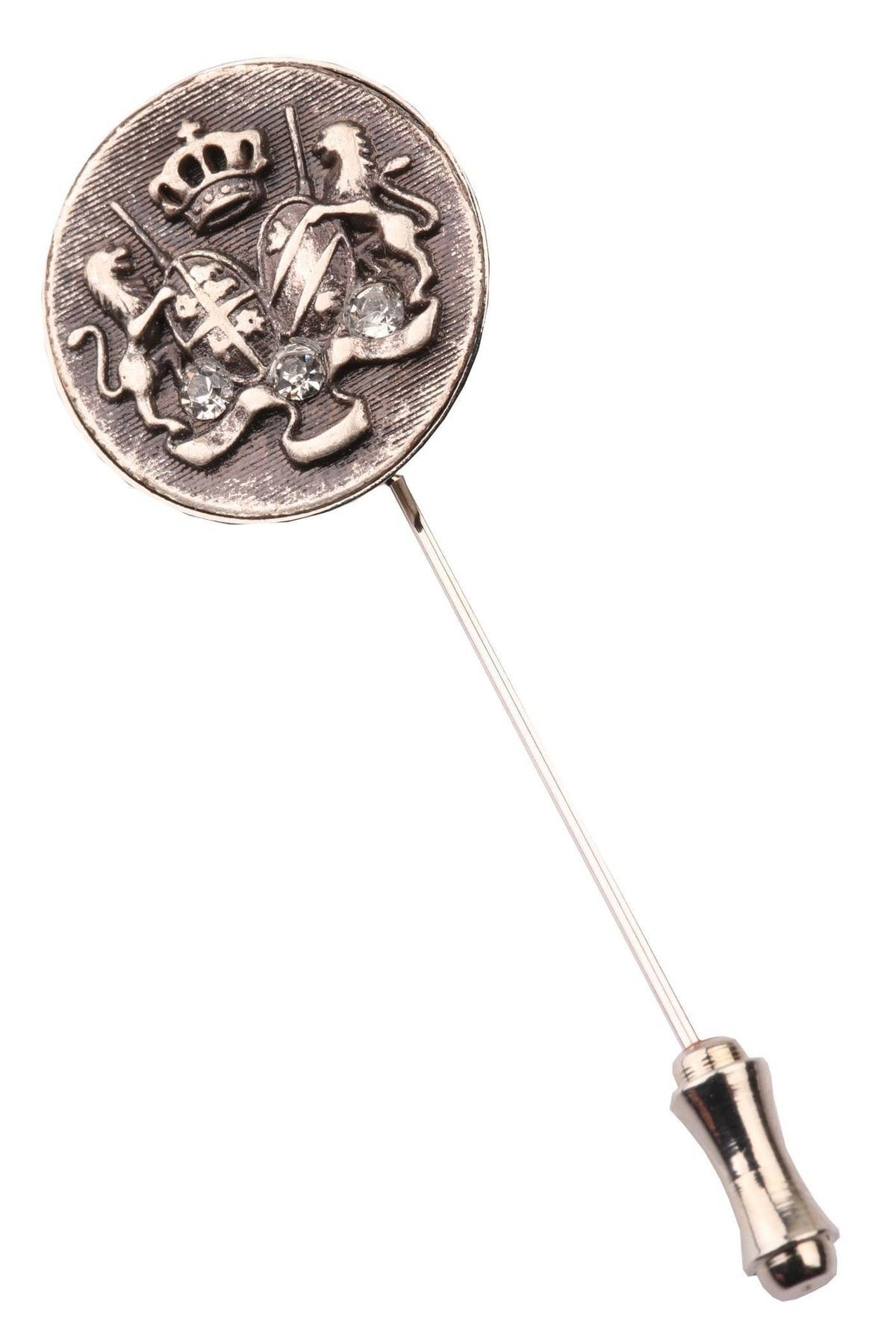  سنجاق سینه نقره‌ای رنگی با سنگ‌های سفید YI191