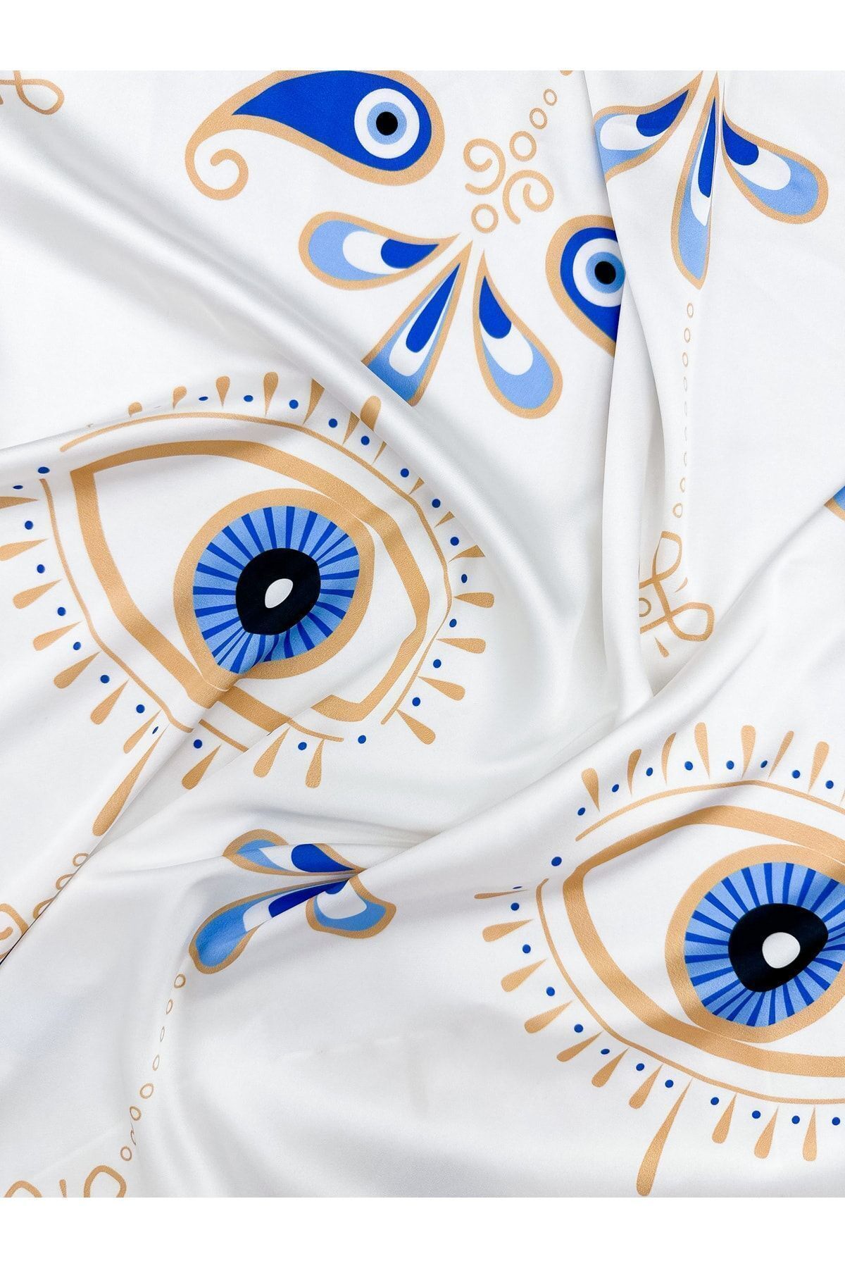 Beyaz Göz Desenli Bandana Renkli Fular Yeni Sezon 3