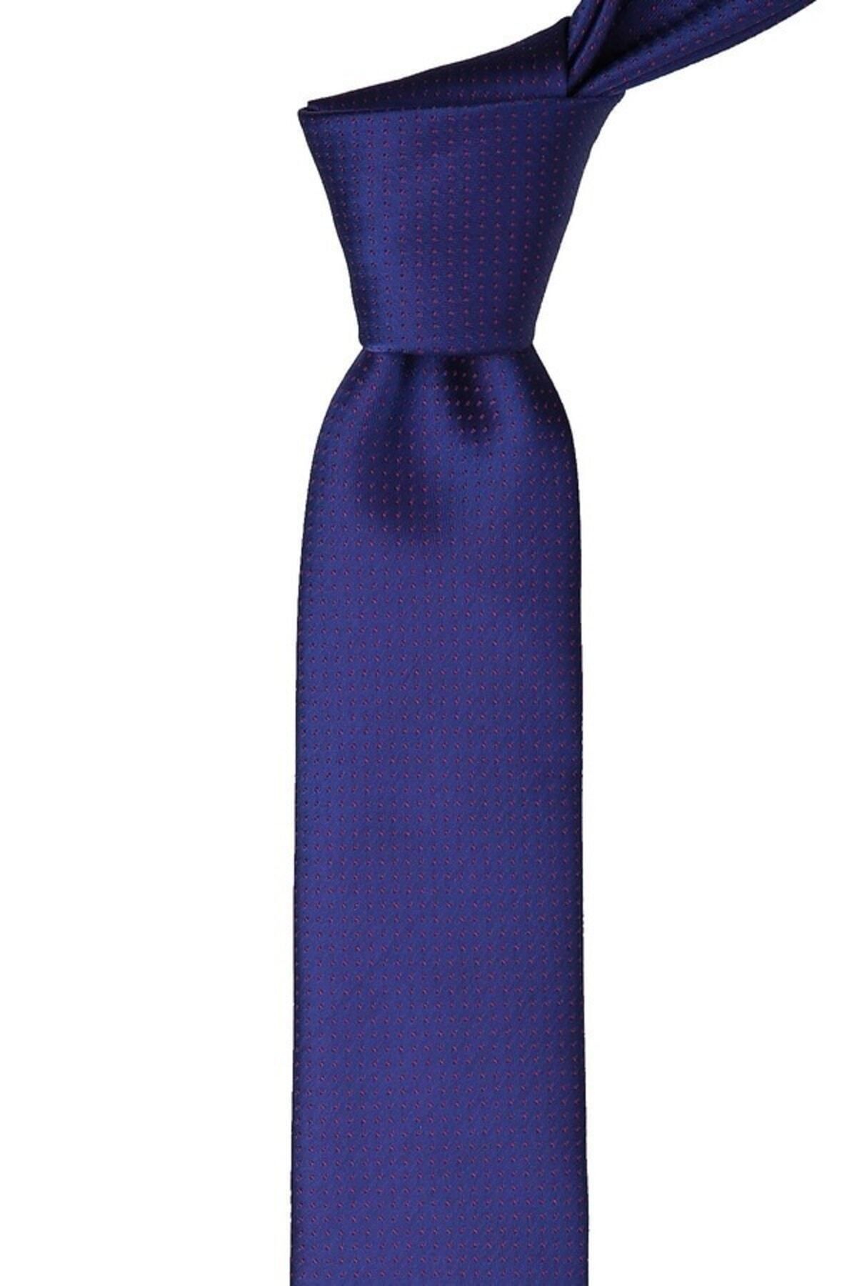  کراوات باریک خالدار آبی سرمه ای SK6911