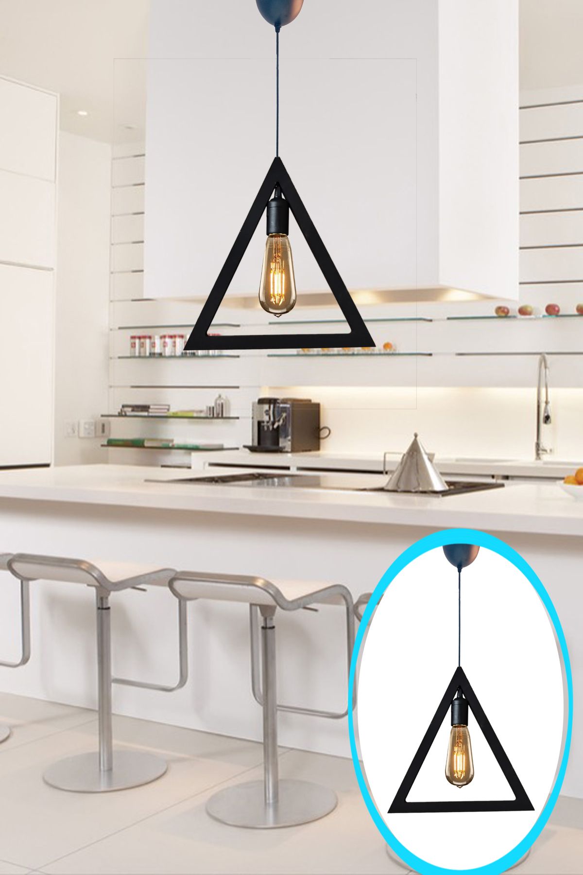 UTKU TASARIM-Modern Retro Triangle Pendant Lamp - Chandelier Ceiling Lamp for Office, Cafe, Bar and Hotel 2