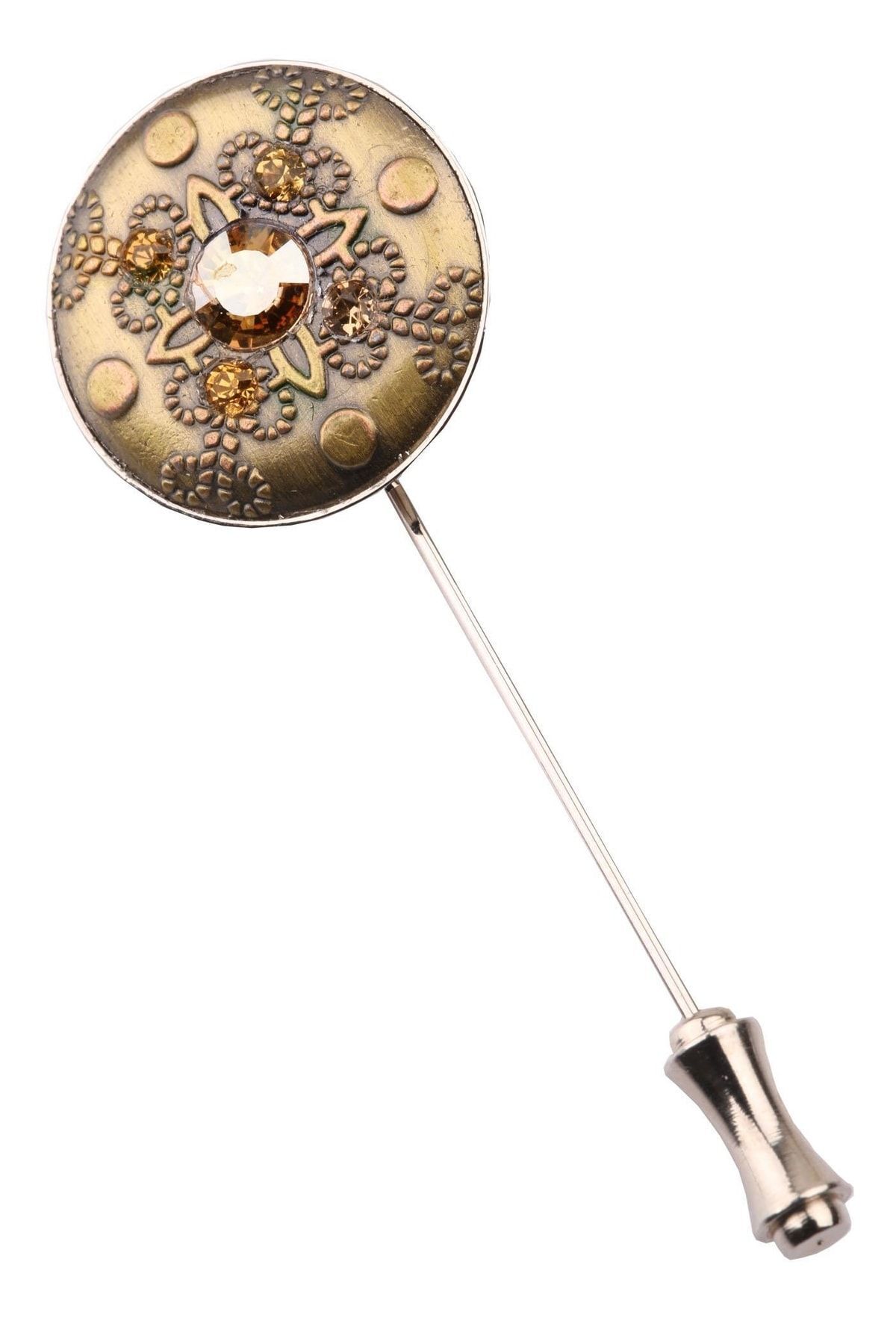  سنجاق یقه‌ای برنزی رنگ با تزیین سنگ YI142