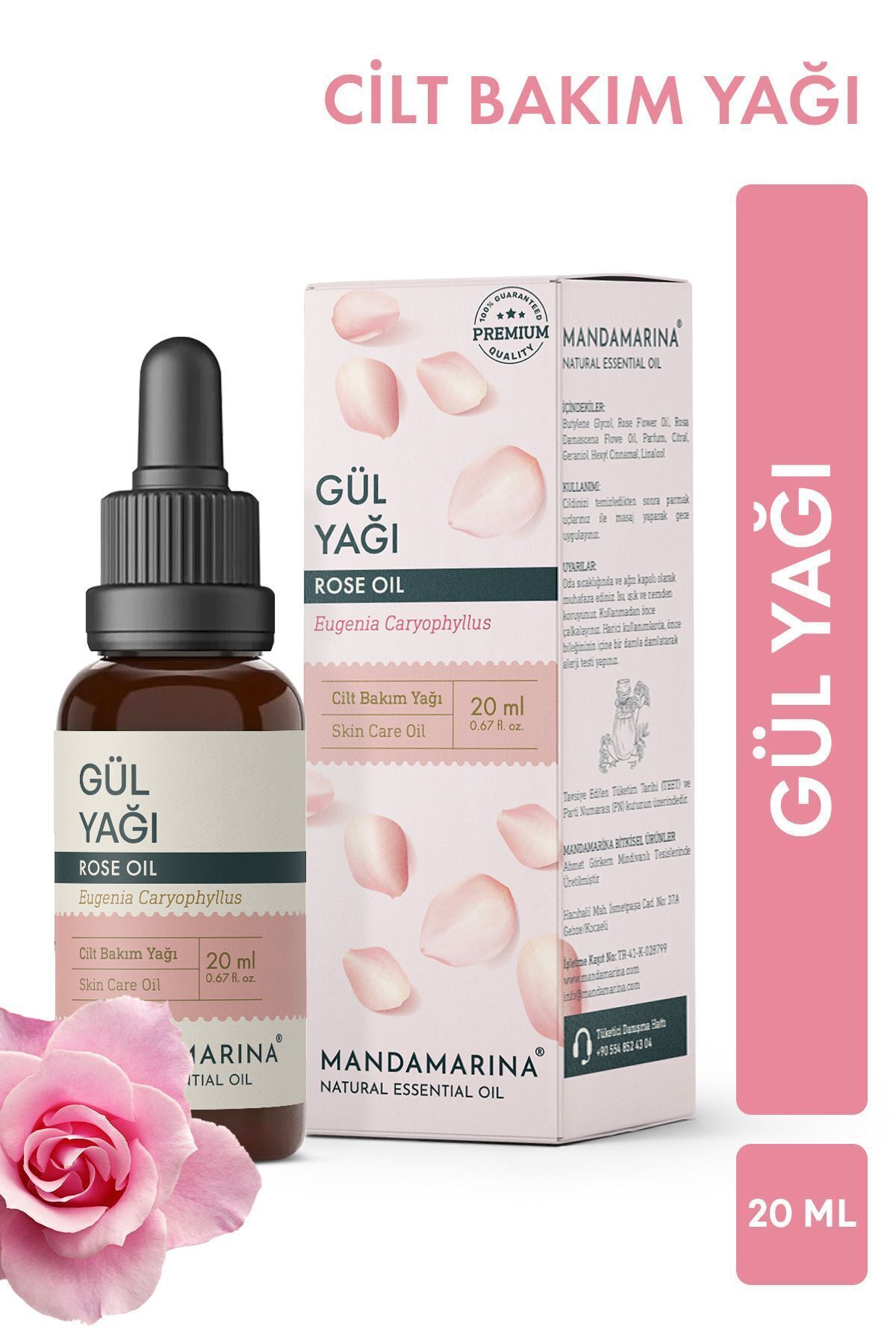 Rose Oil: 20 ml, Hydrates Skin, Reduces Redness, Promotes Radiant Complexion