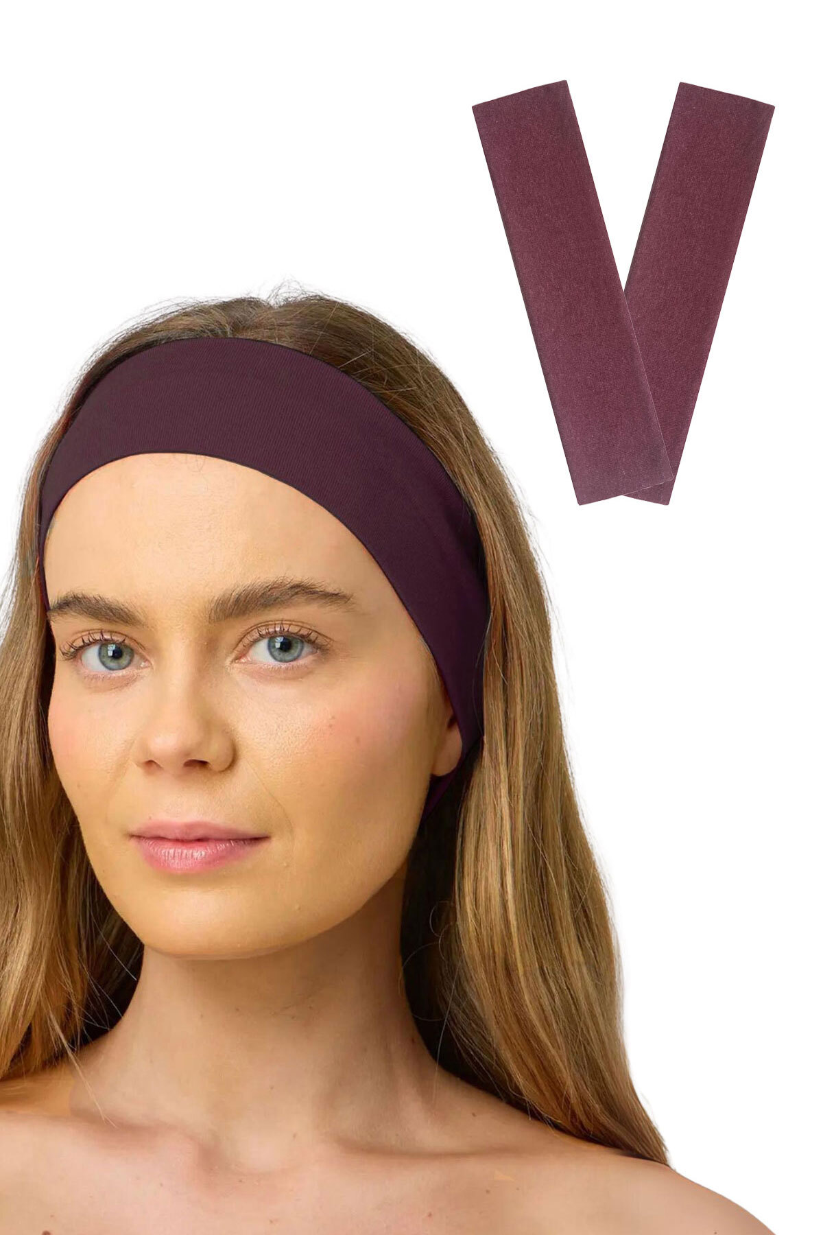 2-Piece Cotton Stretch Bandana Running Gym Yoga Pilates Athlete Hair Band Set Cherry Rotten Melange